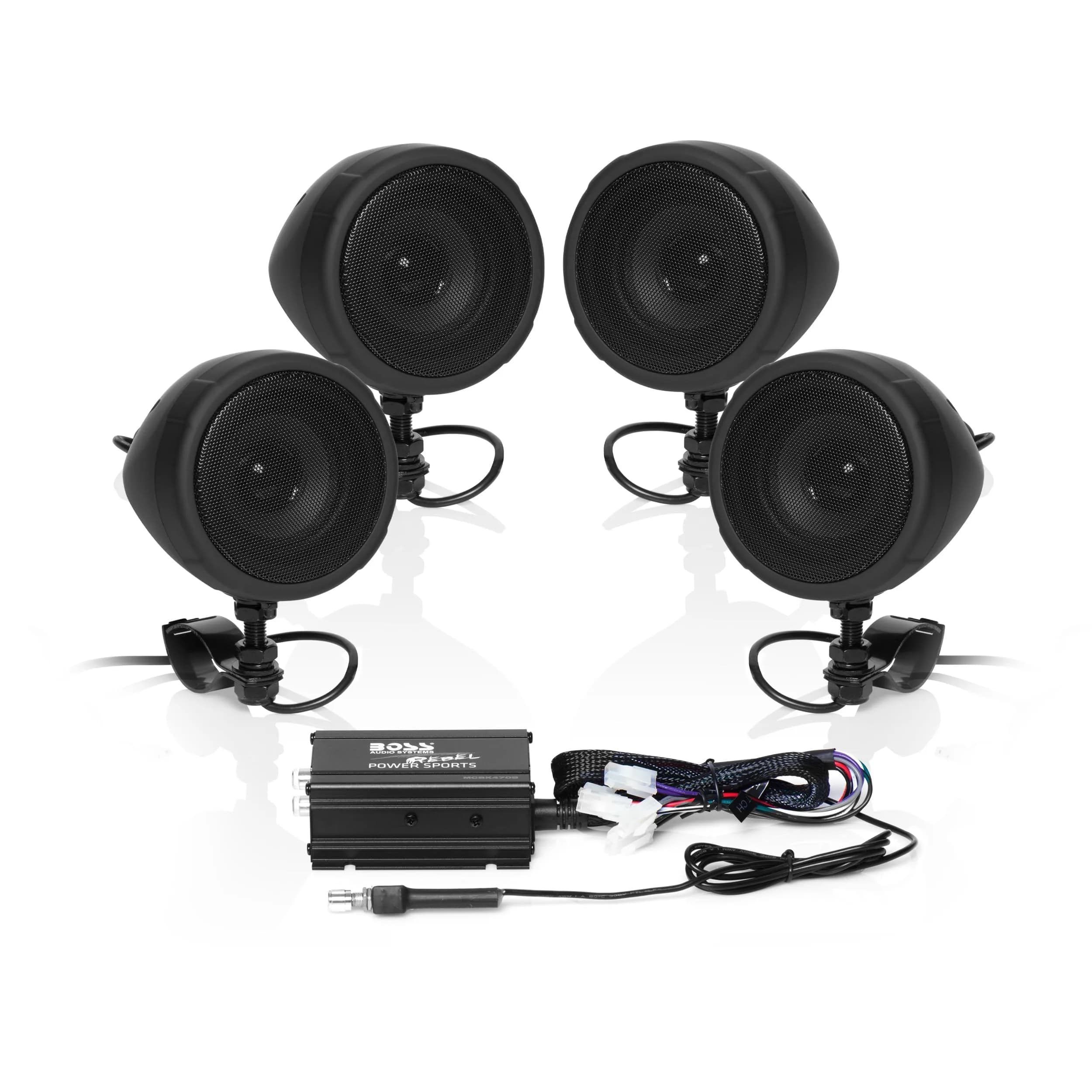 BOSS Audio Systems MCBK470B 3 Inch Motorcycle Speakers & Class D Amplifier | Weatherproof Bluetooth Sound System - main product image