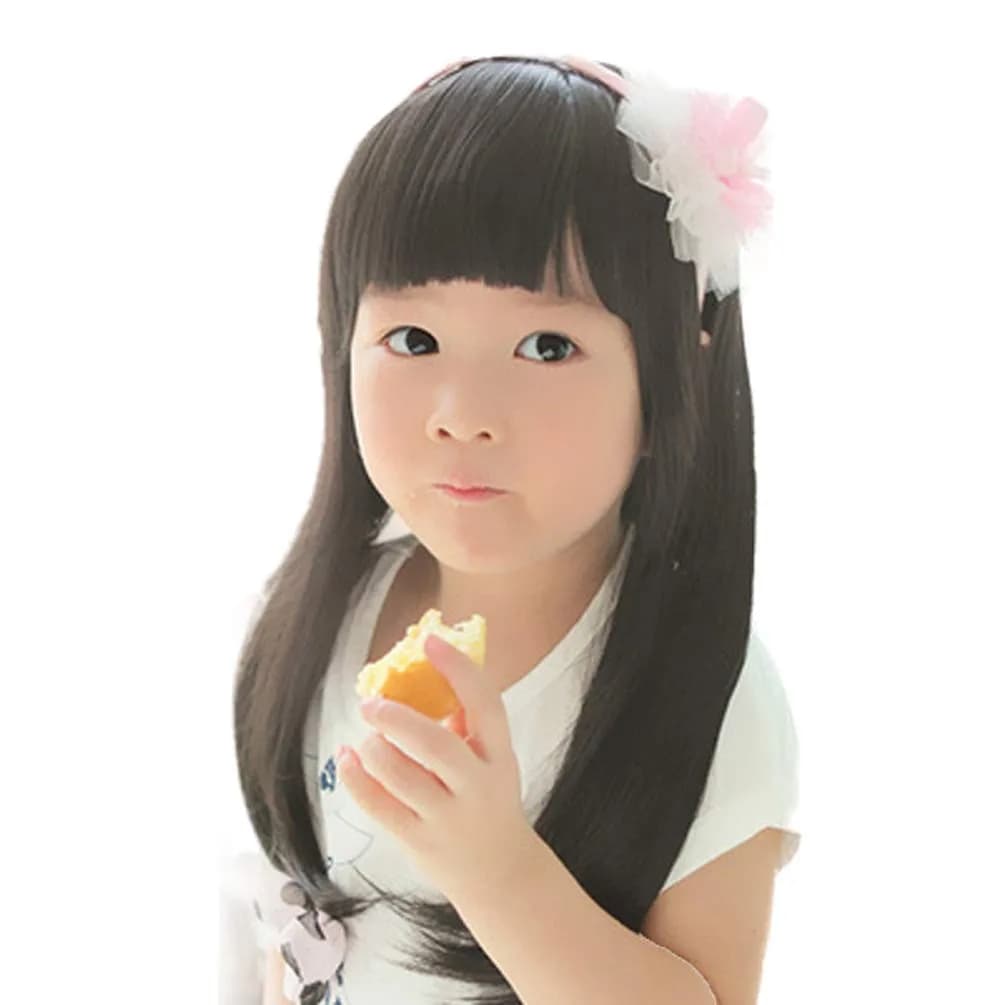 OMORFIEER Black Straight Wigs for Kids 1 Count | Adjustable, Heat Friendly, Natural Look