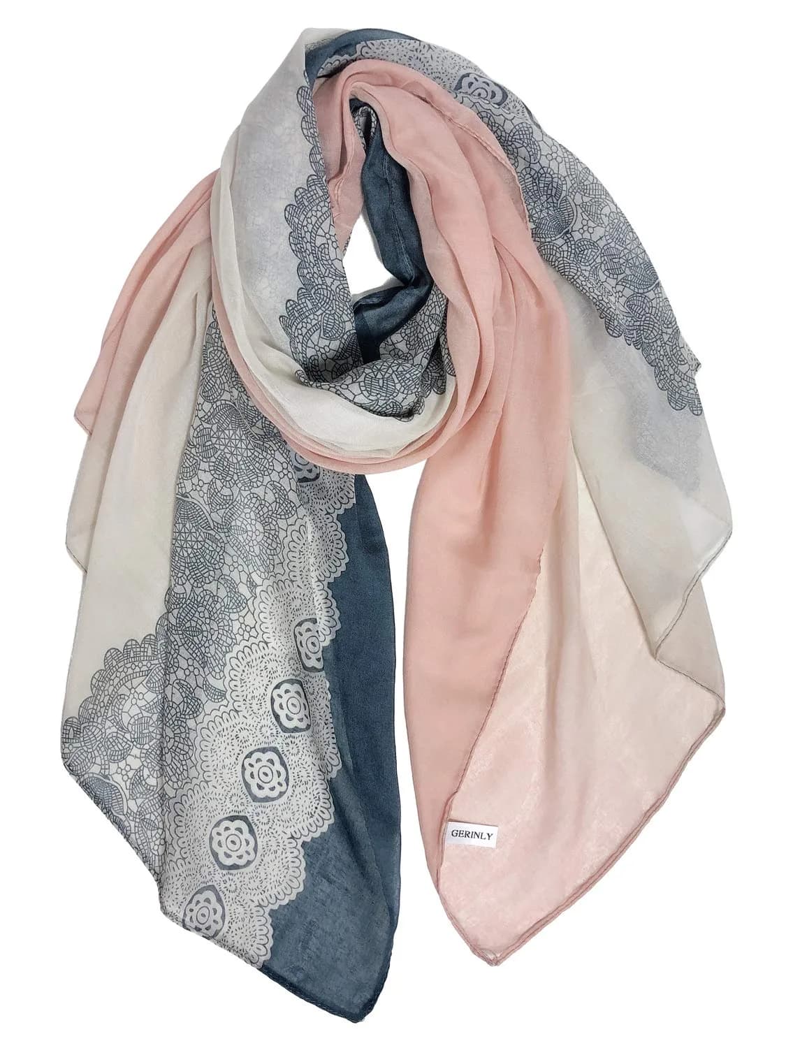 GERINLY Lace Printed Scarf for Women Lightweight Cotton | Casual & Stylish (70-120c) - main product image