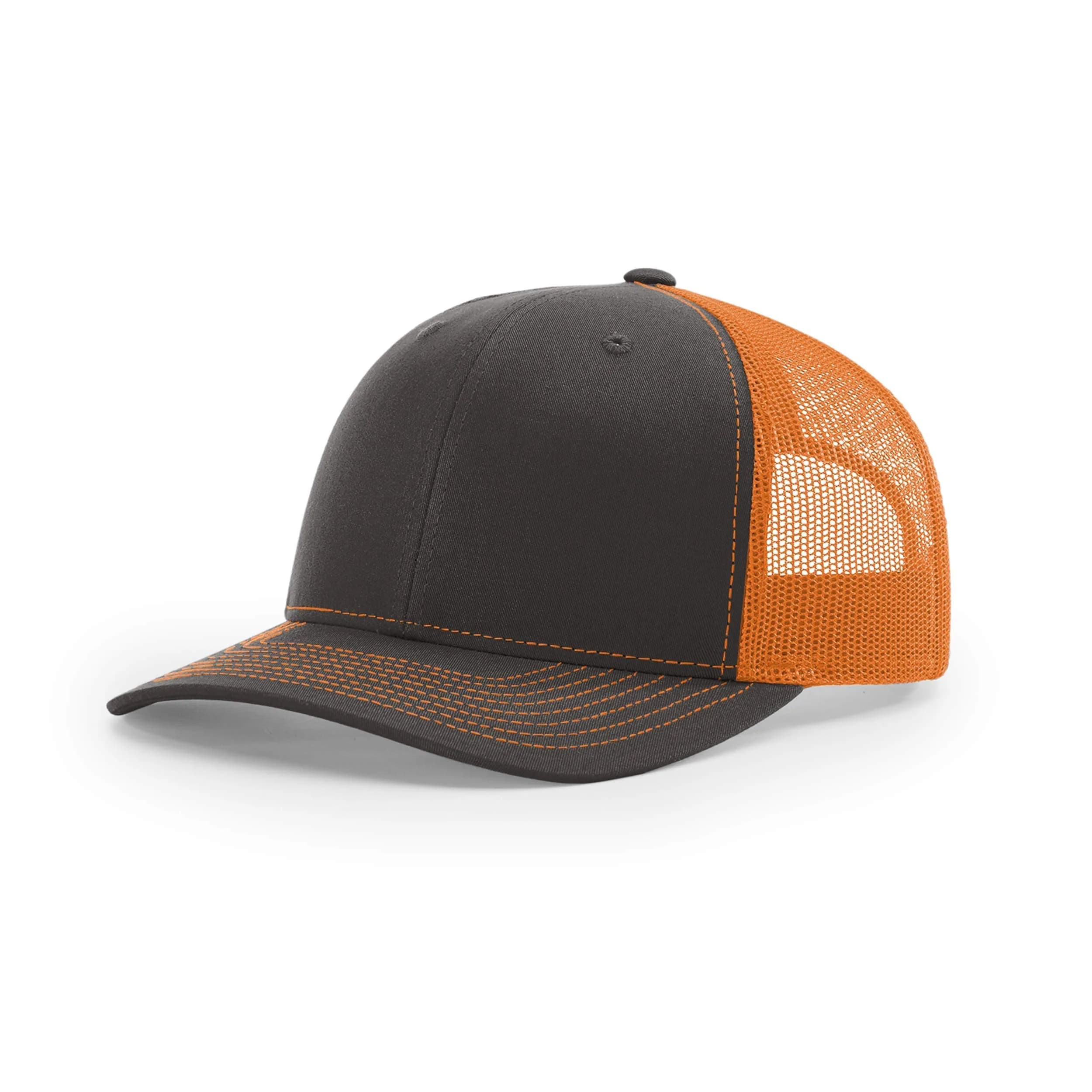 Richardson Unisex 112 Trucker Adjustable Snapback Baseball Cap, Charcoal/Orange, One Size - main product image