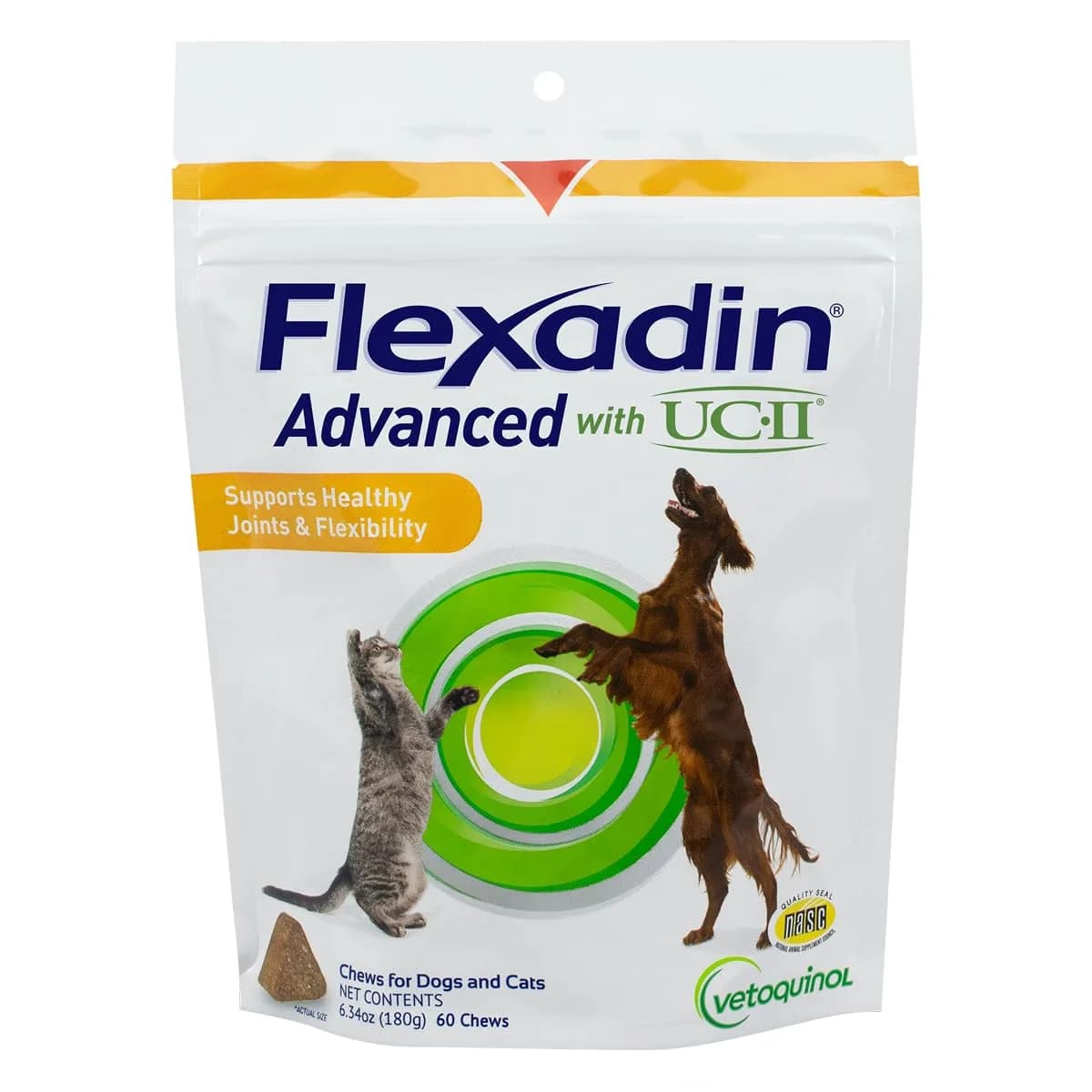 Vetoquinol Flexadin Advanced Hip and Joint Supplement for Dogs & Cats, 60 Chews | Clinically Proven Vet-Approved Formula - main product image