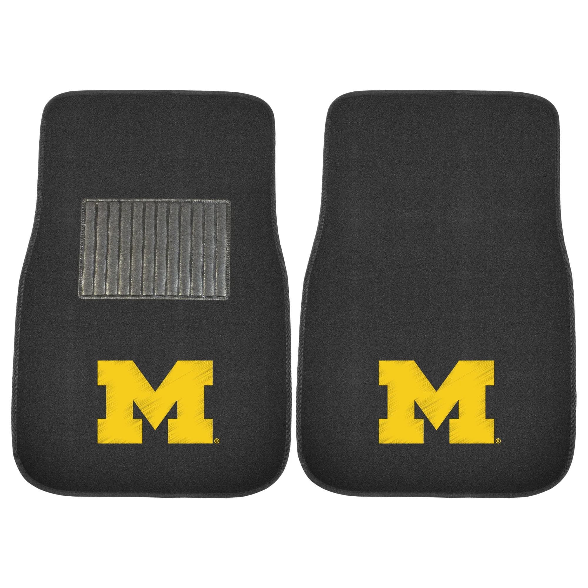 FANMATS NCAA Michigan Wolverines 2-Pack Car Mat Set | Embroidered Team Logo, Universal Fit, Durable Polyester, Black - main product image