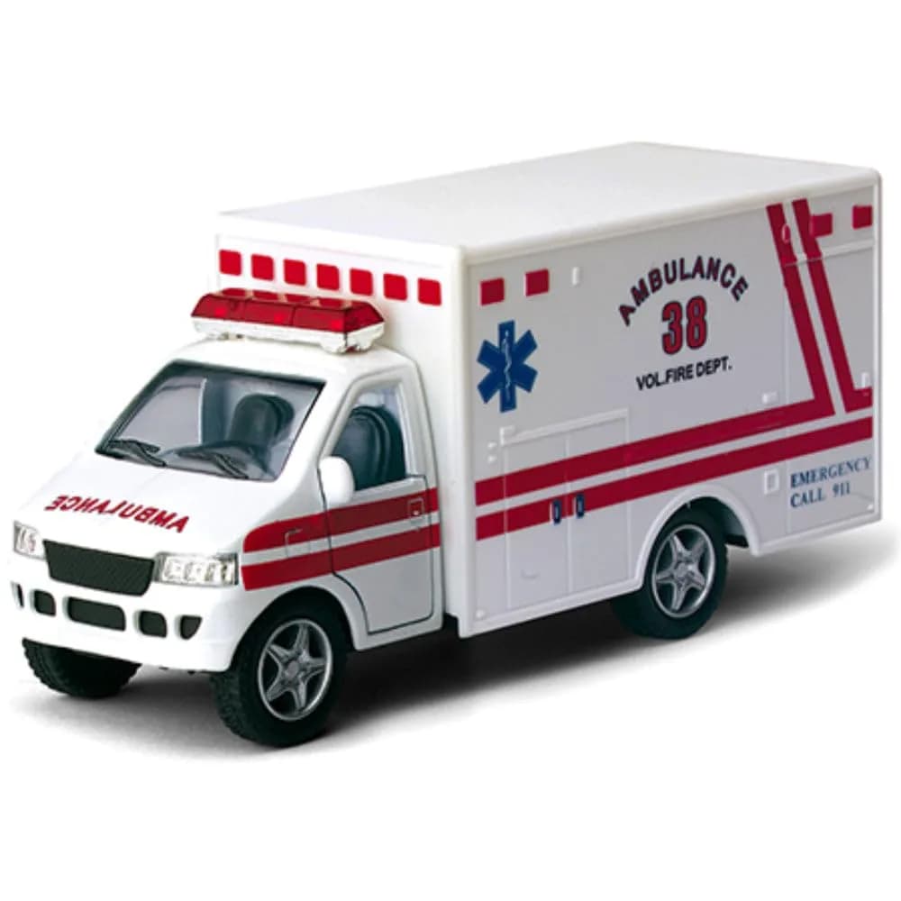 KiNSMART Rescue Team Ambulance 12.7cm (5") Die Cast Metal with Pullback Action | ASTM-Tested Toy Vehicle - main product image