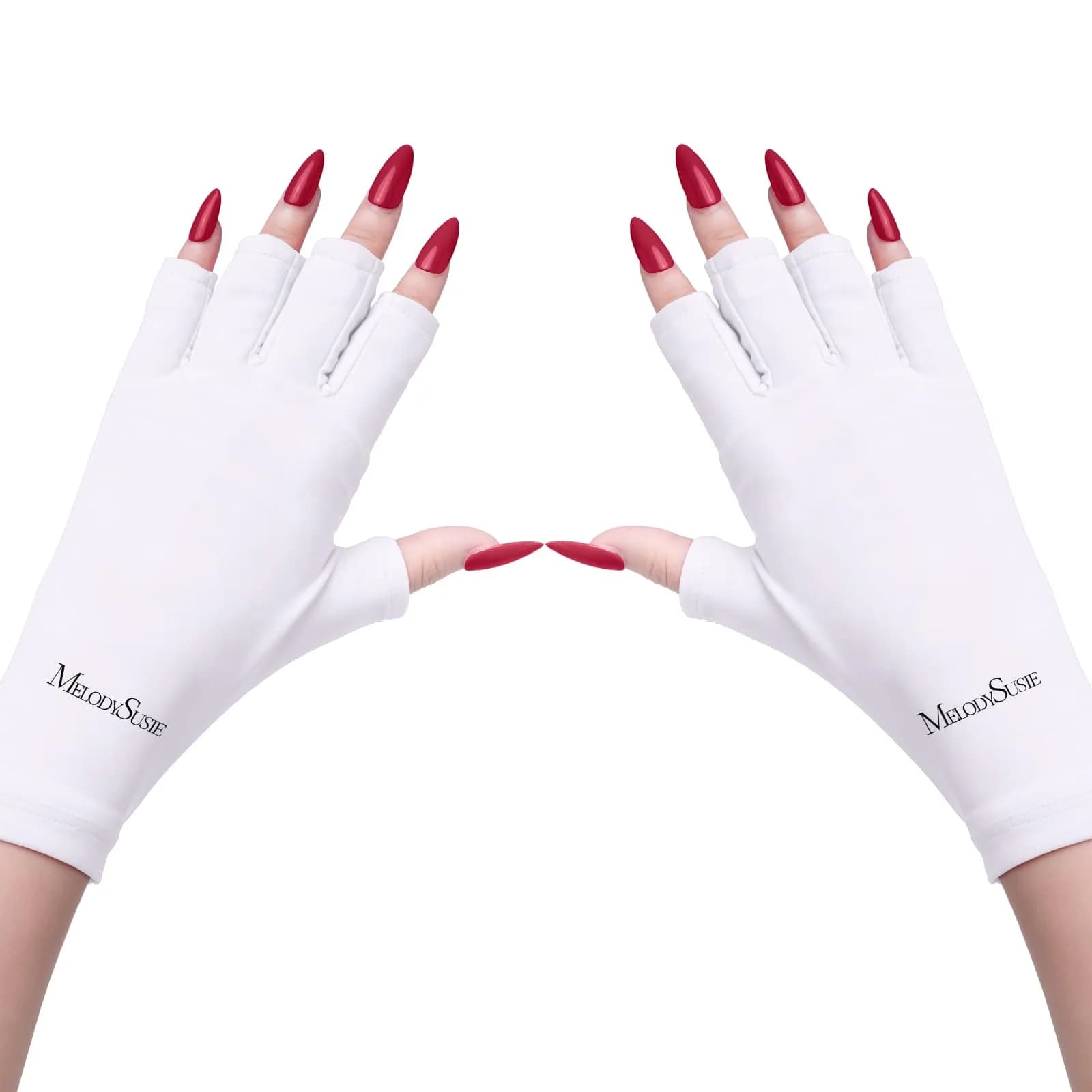 MelodySusie UV Gloves for Gel Nail Lamp, Professional UPF50+ UV Protection Fingerless Gloves (White) | Protects Hands from UV Harm - main product image