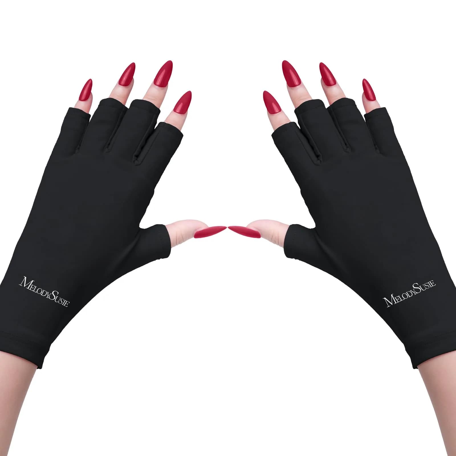 MelodySusie UV Gloves for Gel Nail Lamp, Professional UPF50+ UV Protection Fingerless Gloves (White) | Protects Hands from UV Harm