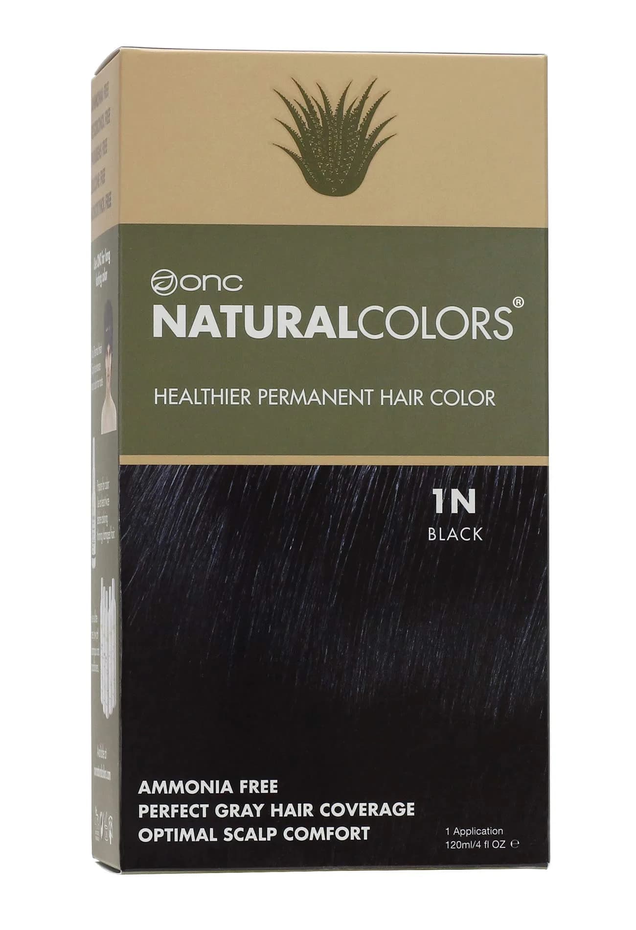 ONC NATURALCOLORS 1N Black Hair Dye 120mL | Organic, Ammonia-Free, Gray Coverage