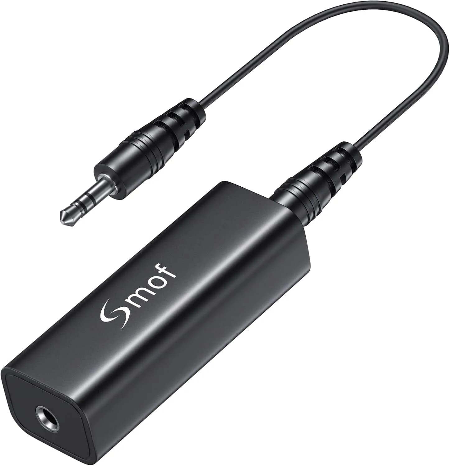 Smof Upgraded Ground Loop Noise Isolator with 3.5mm Cable, Black | Eliminates Buzzing Noise - main product image