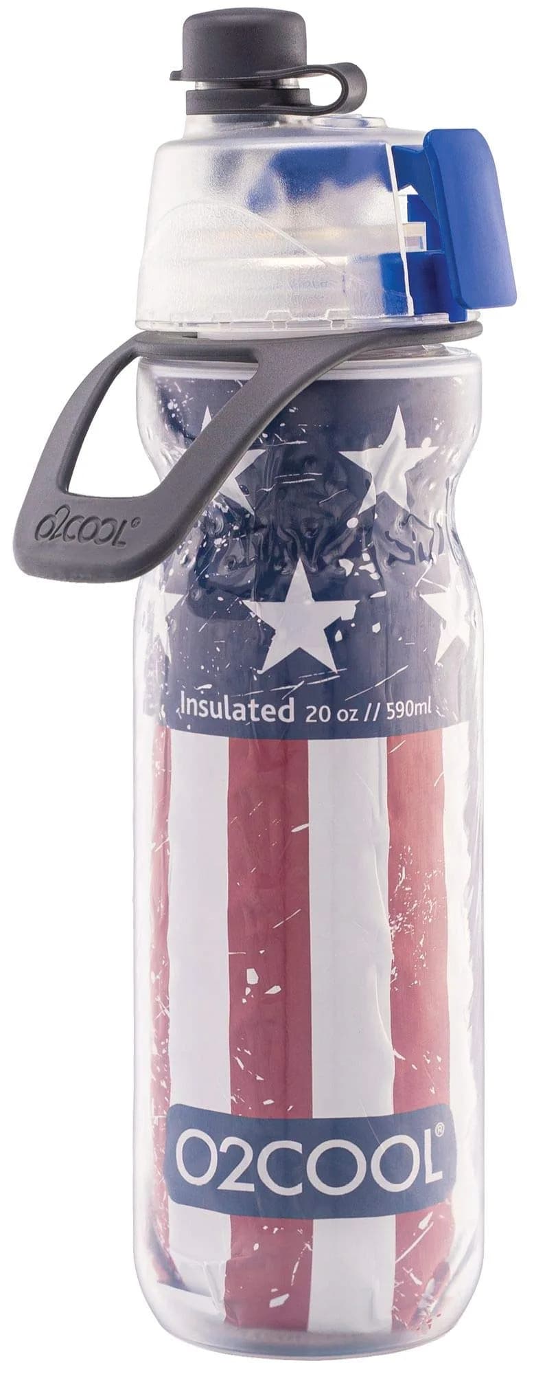 O2COOL Mist N Sip 20 oz (591 ml) Misting Reusable Sports Water Bottle Patriot | Keeps Cold 50% Longer - main product image