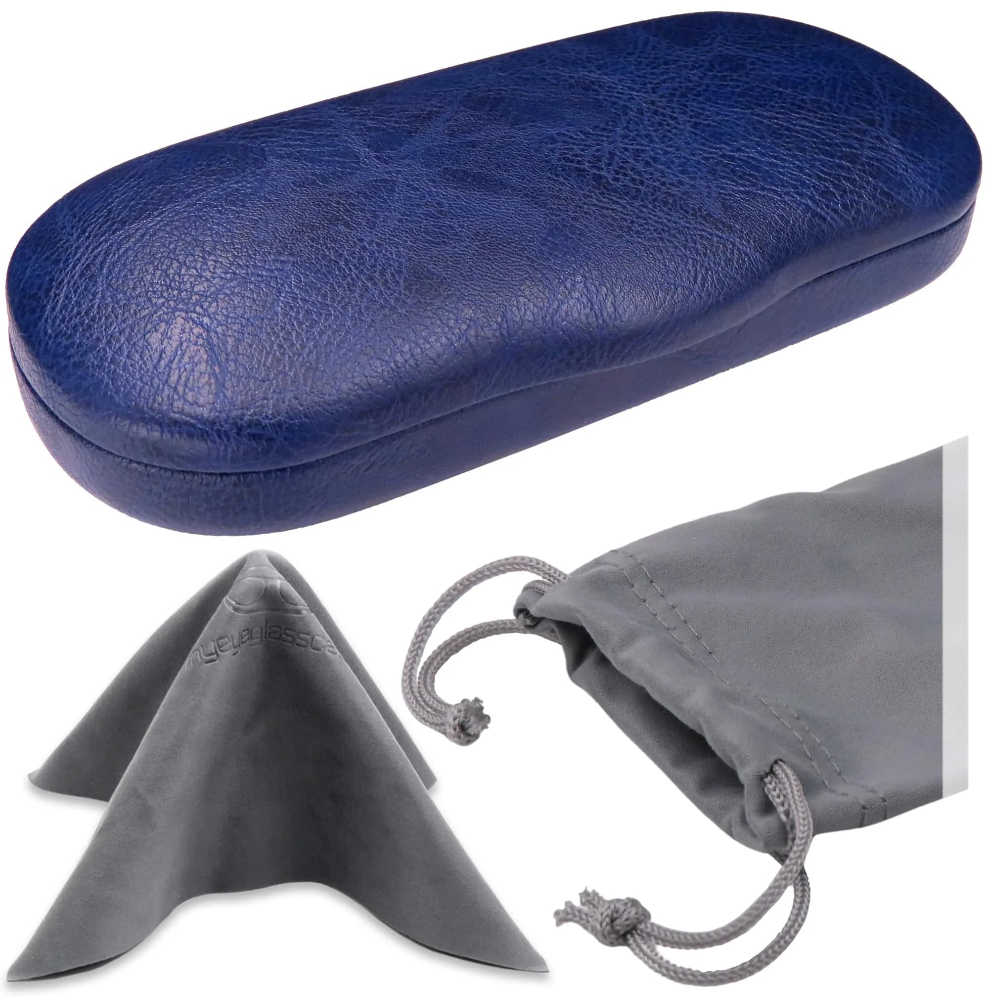 MyEyeglassCase Men Hard Eyeglass Case | Slim Navy Blue Shell for Small to Medium Frames