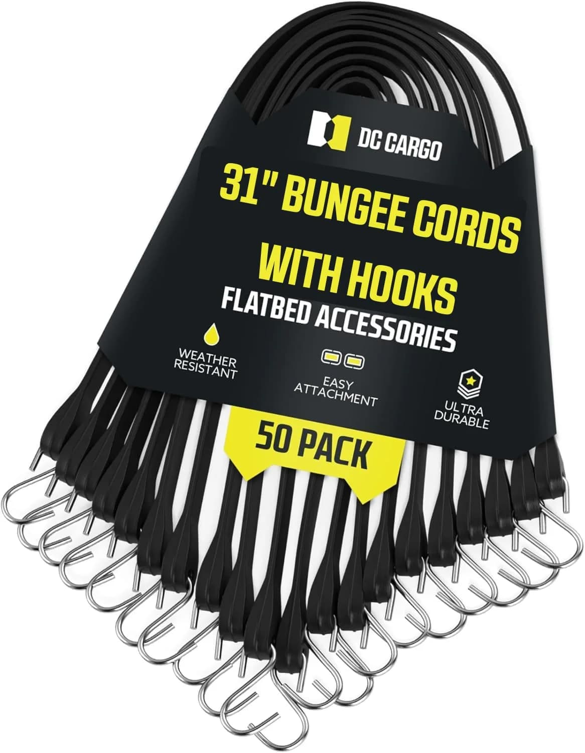 DC Cargo Pack of 50 Natural Rubber Tarp Straps | 31" Long Cold Climate Tie-Downs - main product image