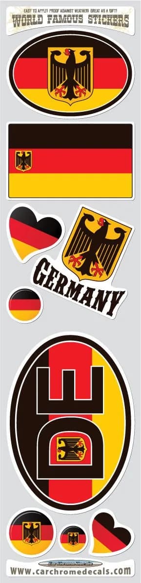 Car Chrome Decals STS-German Germany 9 Stickers Set | Waterproof, UV Resistant Vinyl for Vehicles & Home - main product image