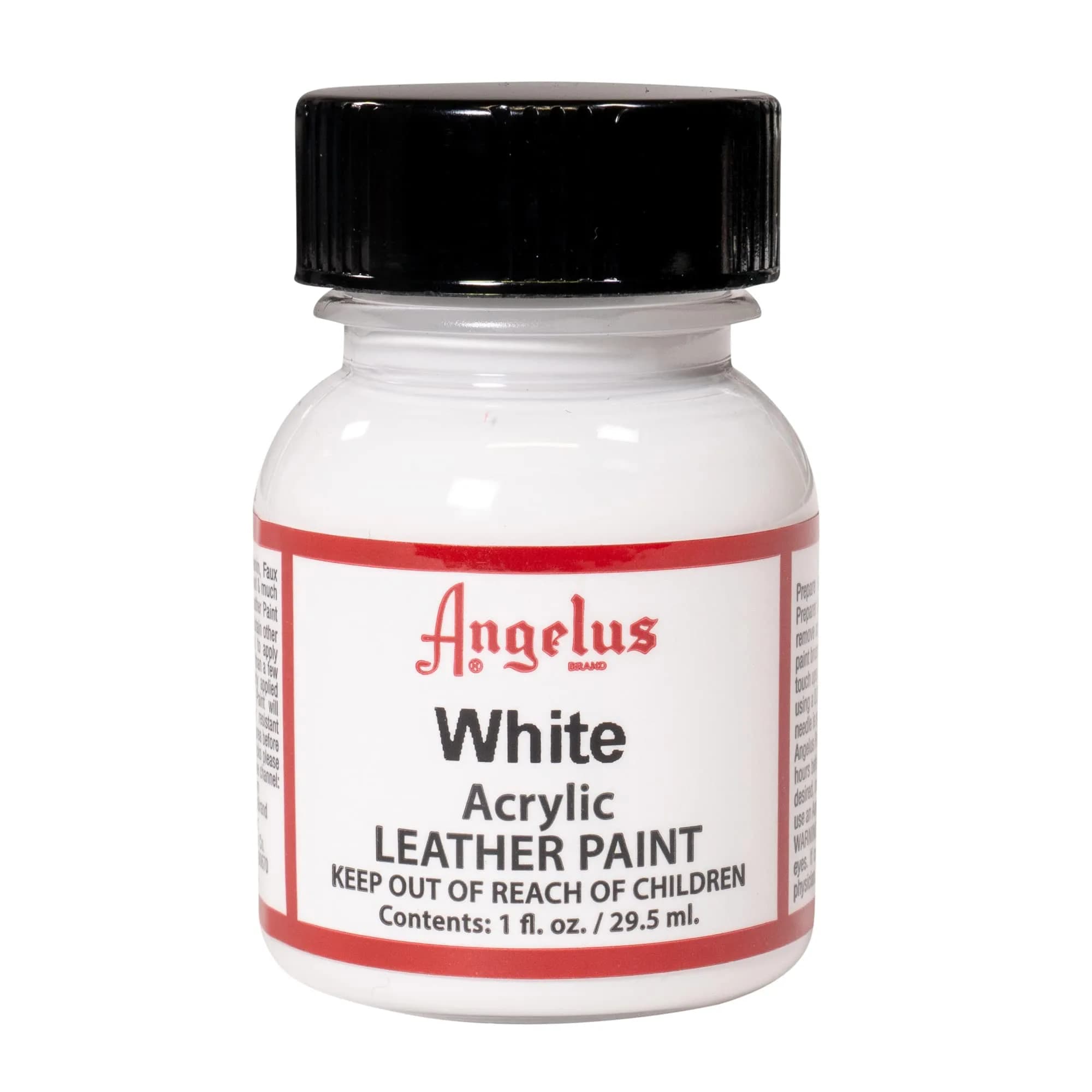 Angelus Acrylic Leather Paint White 30ml (1 Fl Oz) | Professional Flexible Crack Resistant Paint for Shoes - main product image