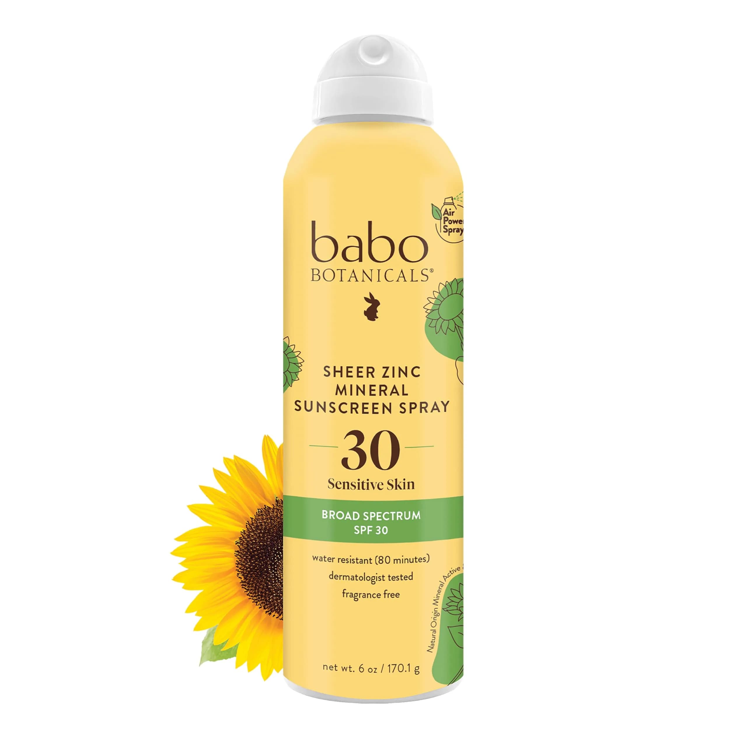 Babo Botanicals Natural Sunscreen Spray SPF30 for Sensitive Skin | Air-Powered Mineral Formula - main product image