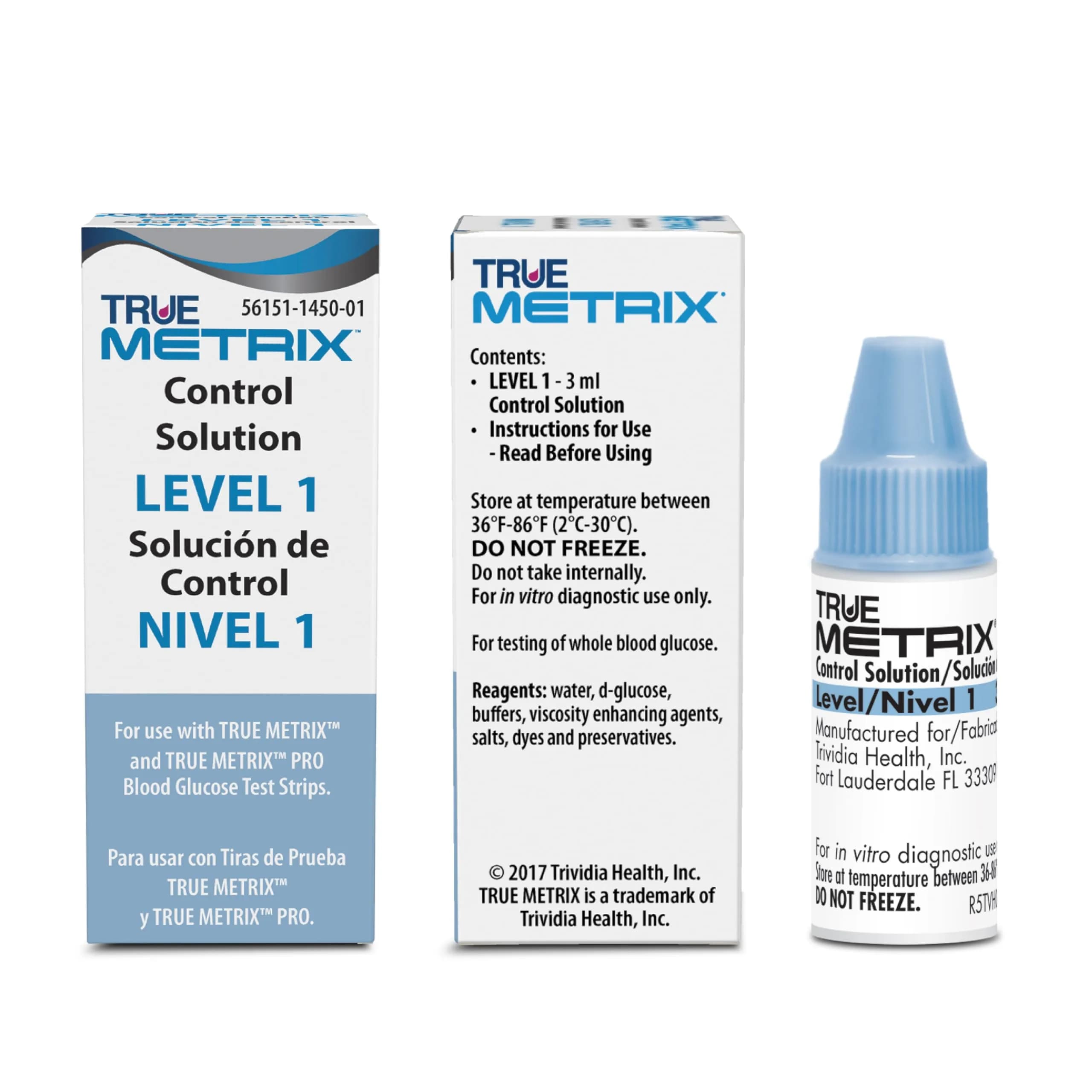 TRUE METRIX Control Solution Level 1 | 3 mL Bottle for Blood Glucose Testing