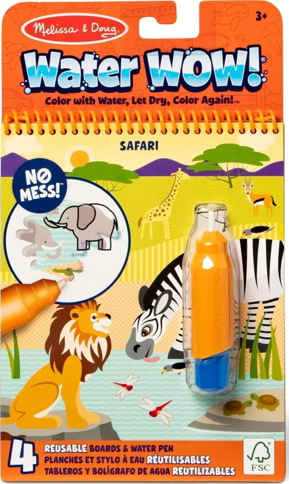 Melissa & Doug On The Go Water Wow! Safari Activity Pad | 4 Reusable Pages, Refillable Water Pen - main product image