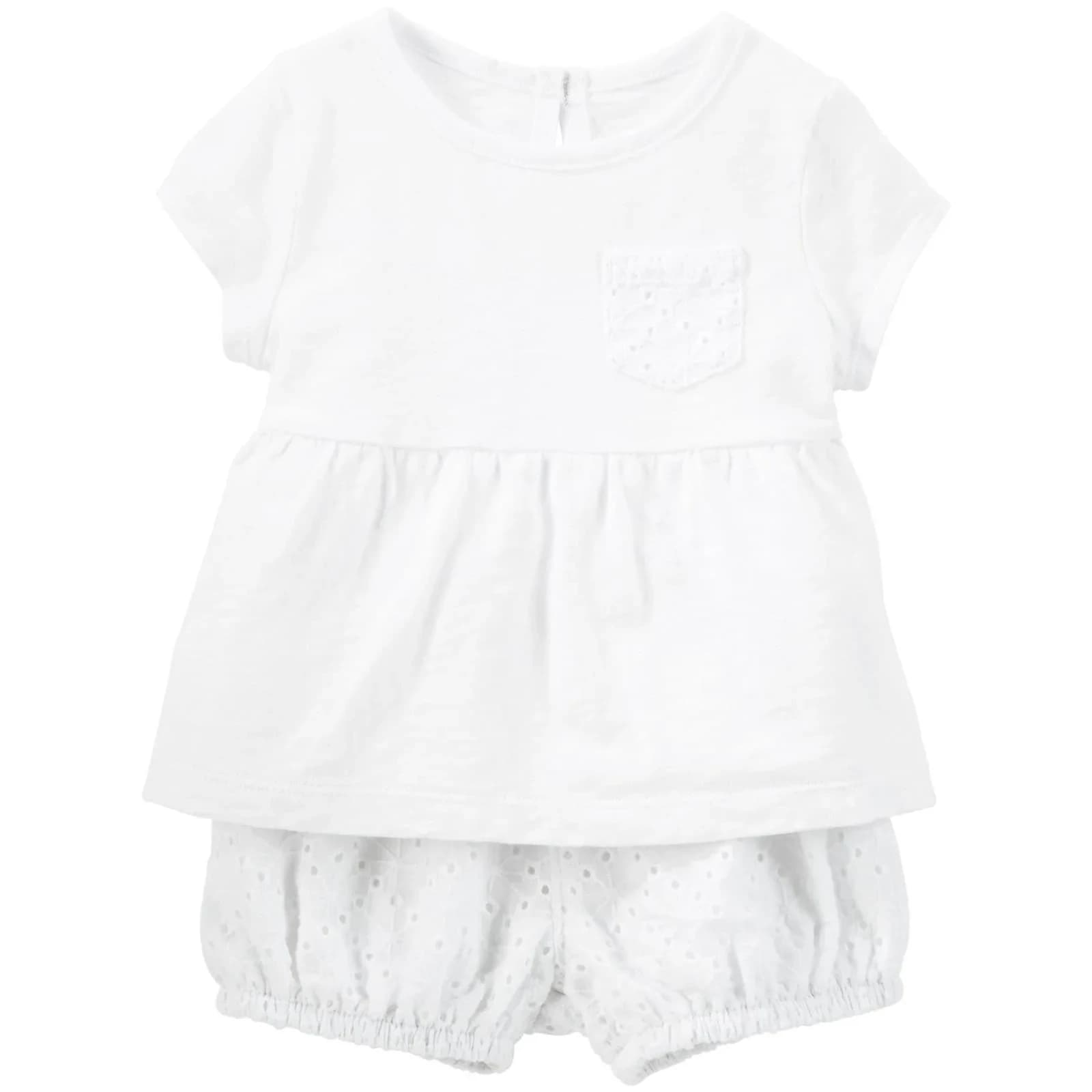 OshKosh B'Gosh Baby Girls' 2-Piece Pant Set - White, 12 Months | Lightweight Cotton Outfit - main product image
