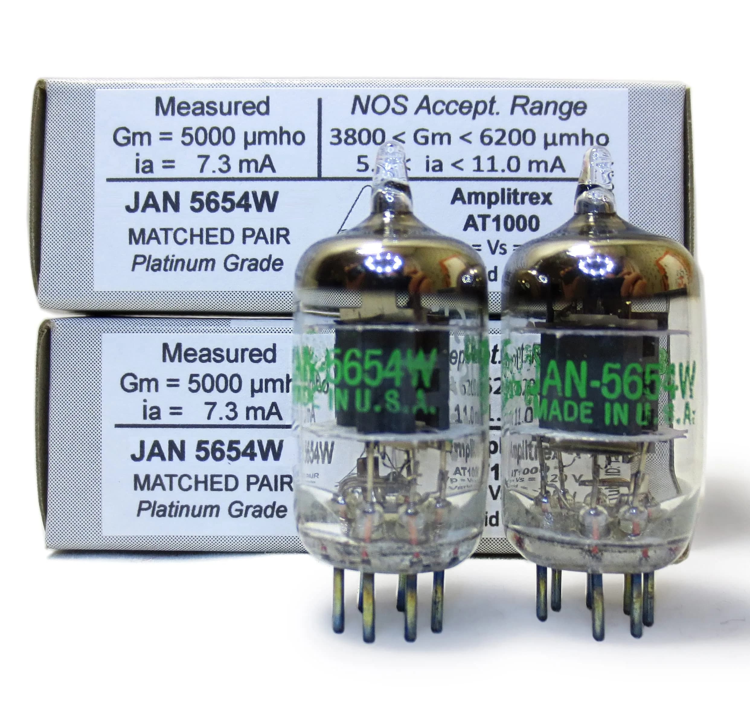 Riverstone Audio Tested/Matched Pair (2 Tubes) 7-Pin JAN 5654W Vacuum Tubes - Platinum Grade Upgrade for 6AK5 / 6J1 / EF95 - main product image