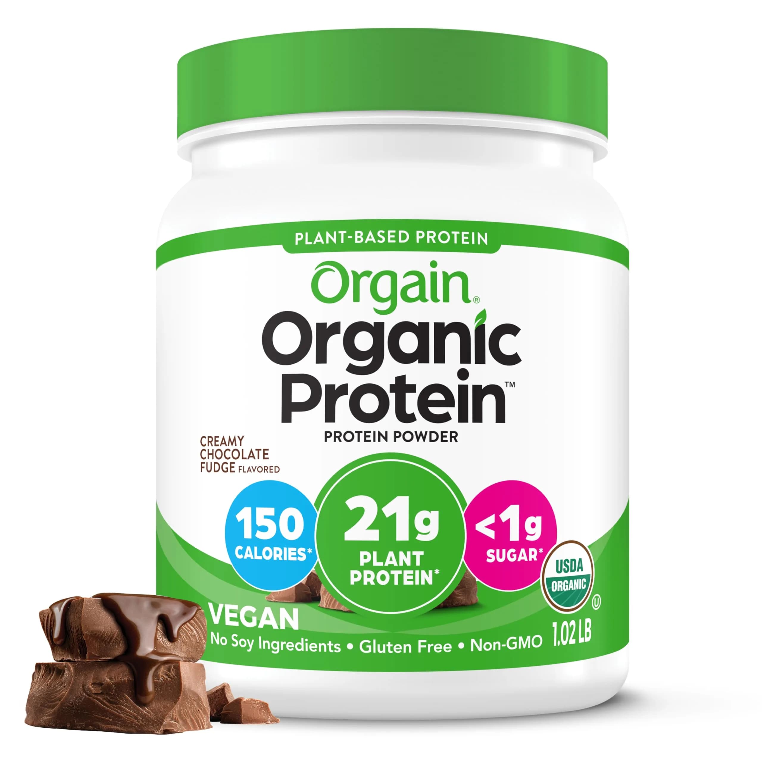 Orgain Organic Vegan Protein Powder Creamy Chocolate Fudge 1.02 lb (463 g) | 21g Protein Per Serving - main product image