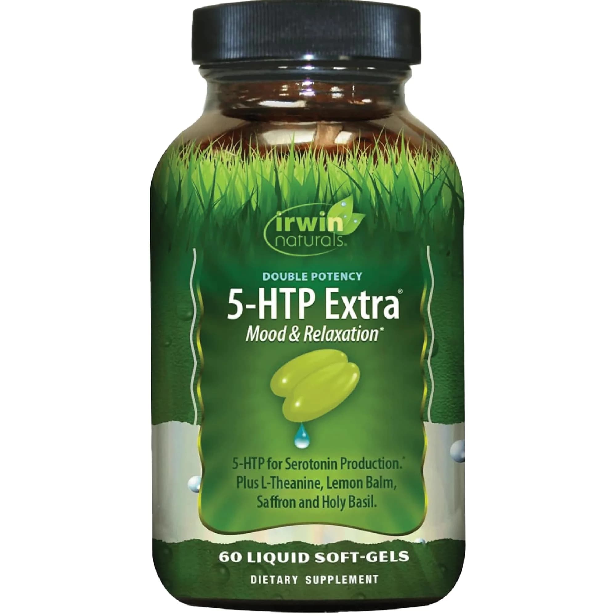 Irwin Naturals Double Potency 5-HTP Extra Mood Balance Formula | 60 Liquid Soft-Gels for Mood & Relaxation - main product image