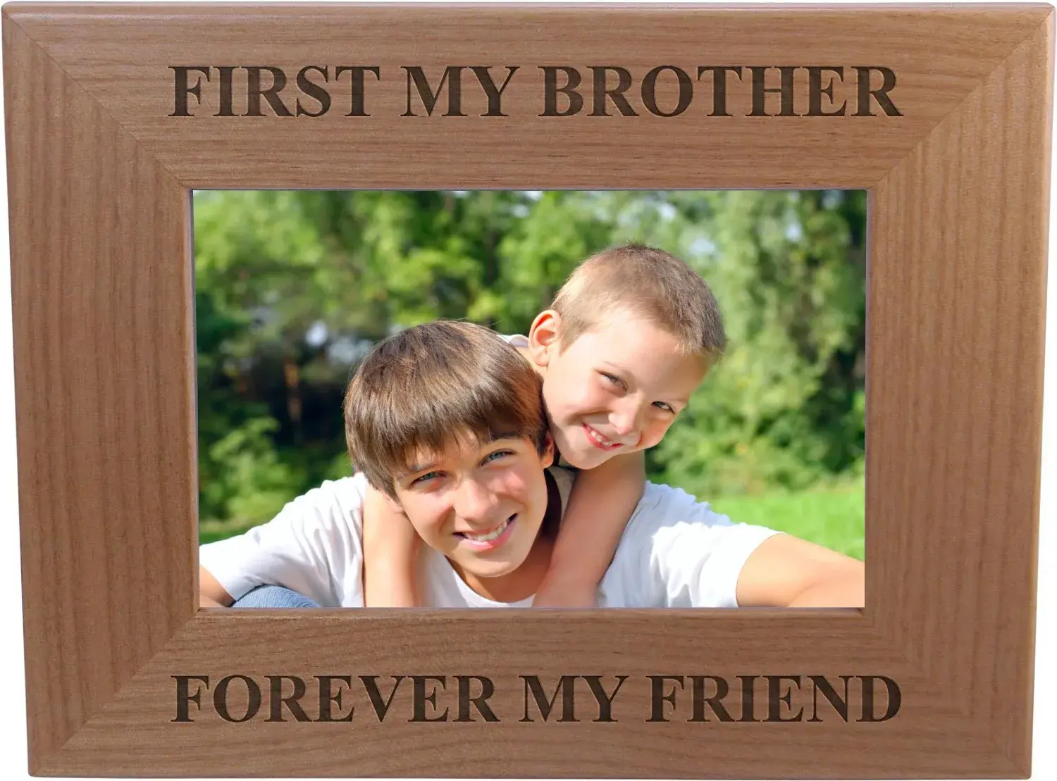CustomGiftsNow First My Brother Forever My Friend 4x6 Inch Wood Picture Frame | Classic Wall & Tabletop Gift - main product image