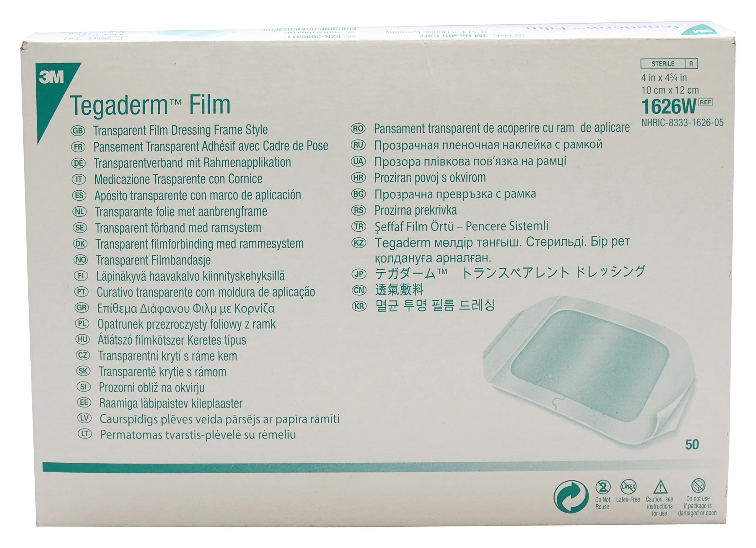 3M Tegaderm Film Dressing, Rectangle 4.75" x 4" | Waterproof, Sterile, Latex-Free - main product image