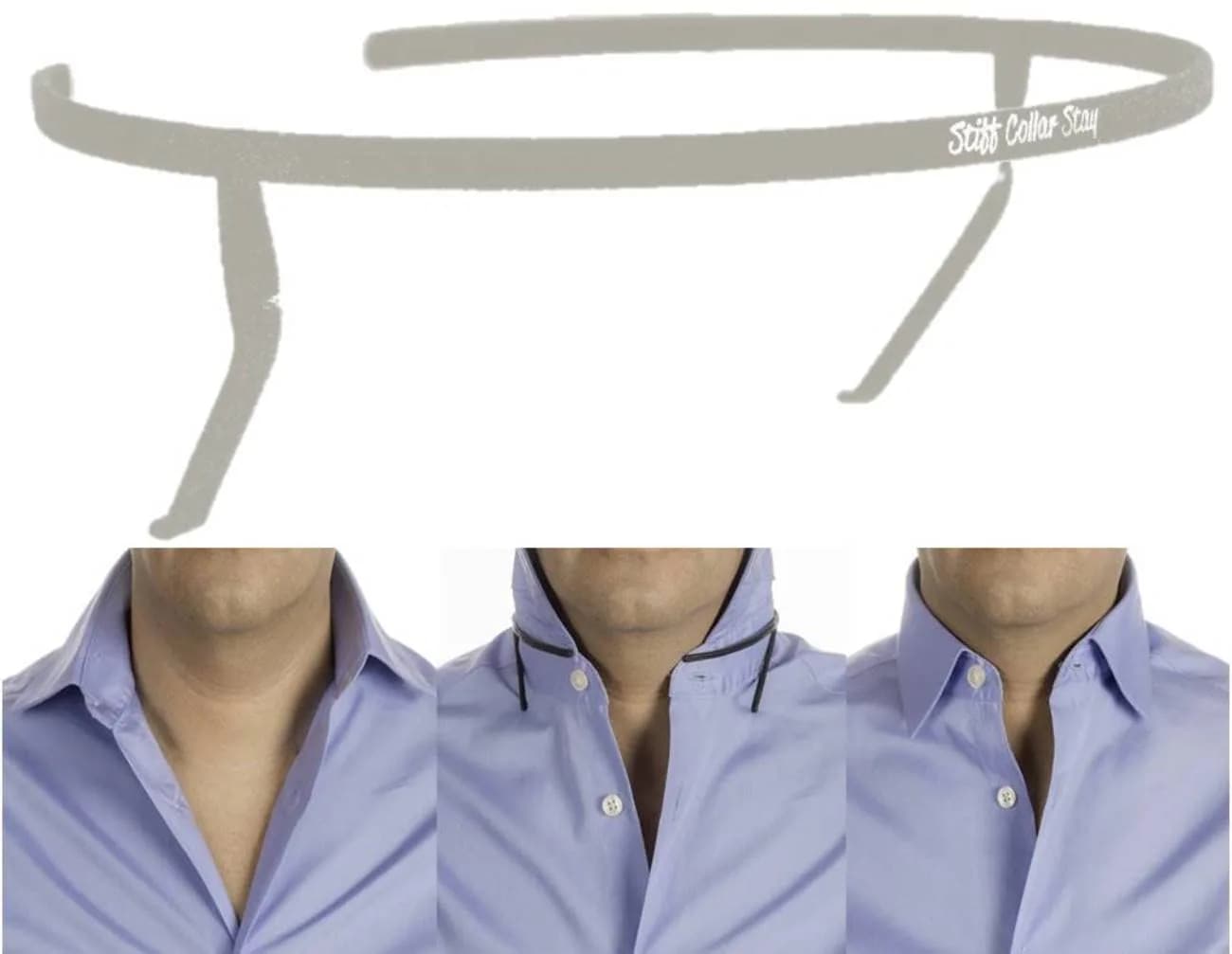 Stiff Collar Stay Off-White Metal Collar Support System | 20.5" (52.1 cm) | Keeps Collars Sharp