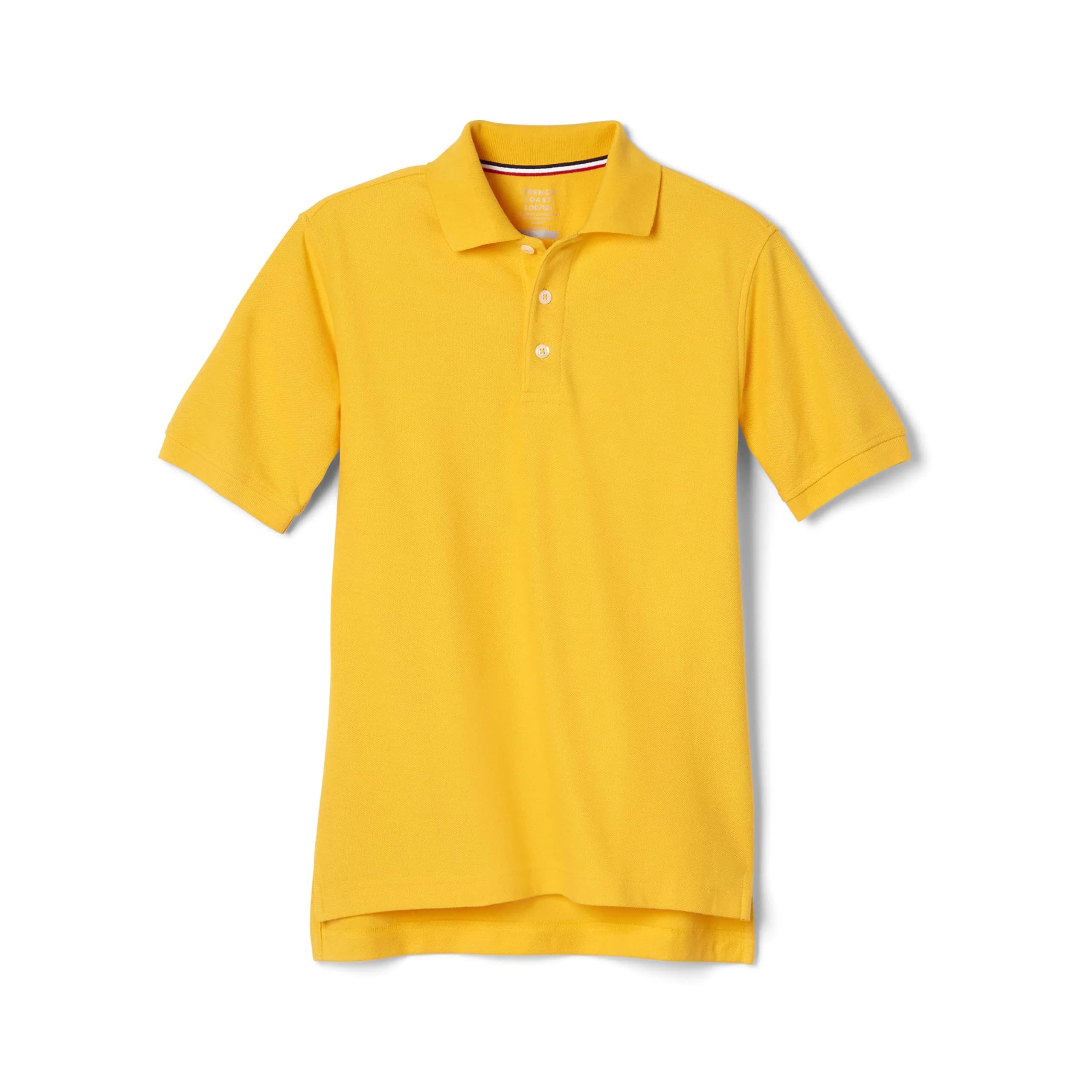 French Toast Unisex Kids Short Sleeve Pique Polo Shirt, Gold, 10-12 Husky | Breathable Cotton-Blend Comfort