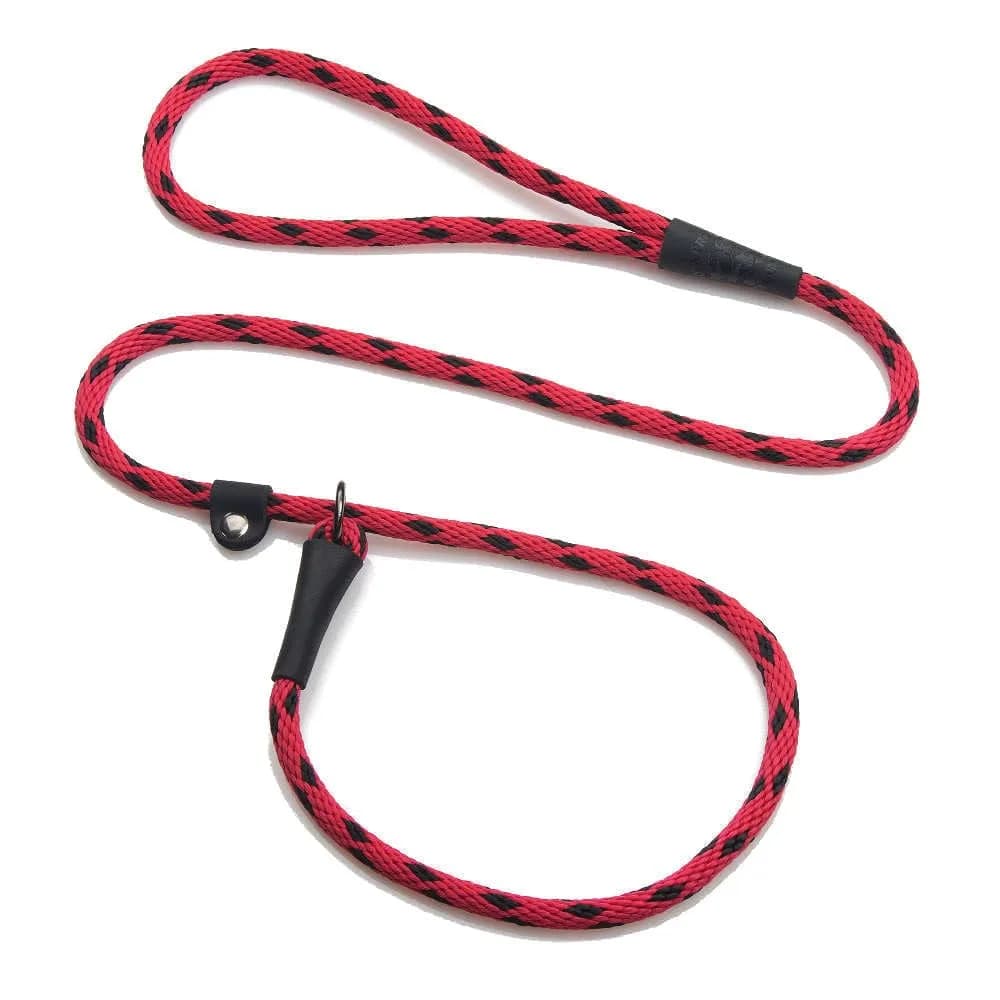 Mendota Pet Slip Leash - Dog Lead & Collar Combo - Made in The USA - Black Ice Red, 3/8 in x 6 ft | Ideal for Small/Medium Breeds