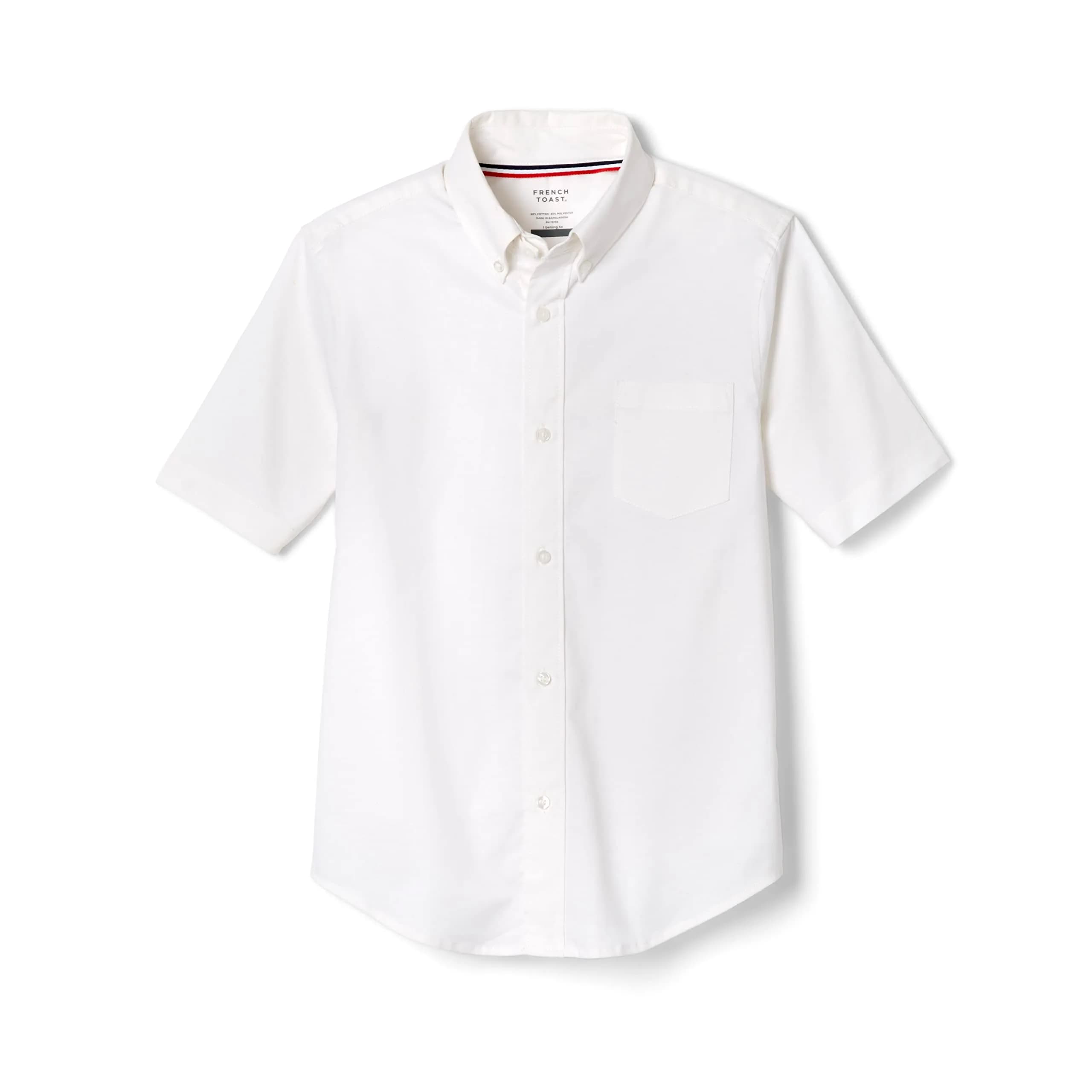French Toast Boys' Short Sleeve Oxford Dress Shirt 14 Husky | Wrinkle-Free Cotton Blend for School & Casual Wear - main product image