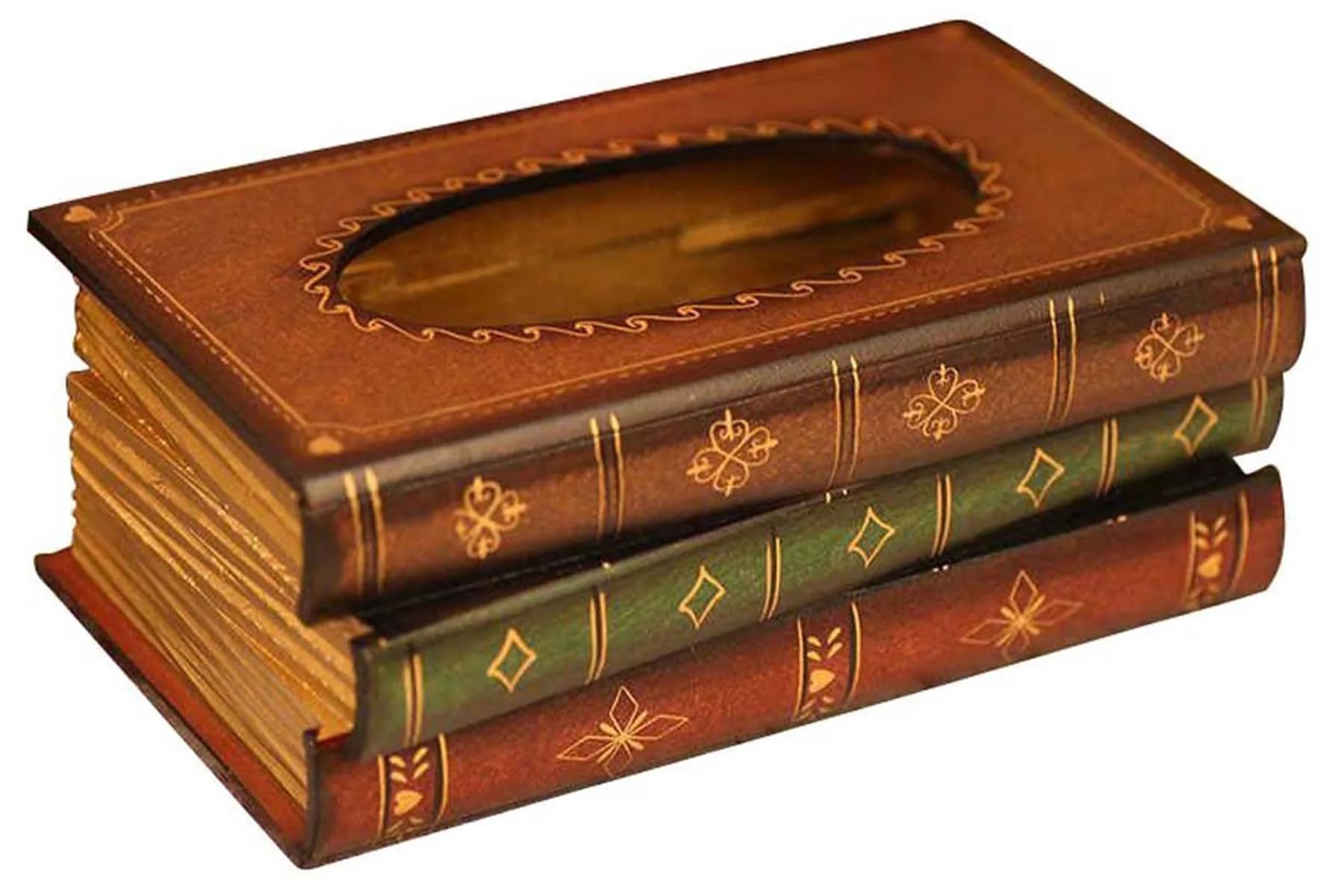 Tosnail Wooden Antique Book Tissue Holder Dispenser 10.75 x 6.5 x 4 Inches | Elegant Handmade Decor - main product image