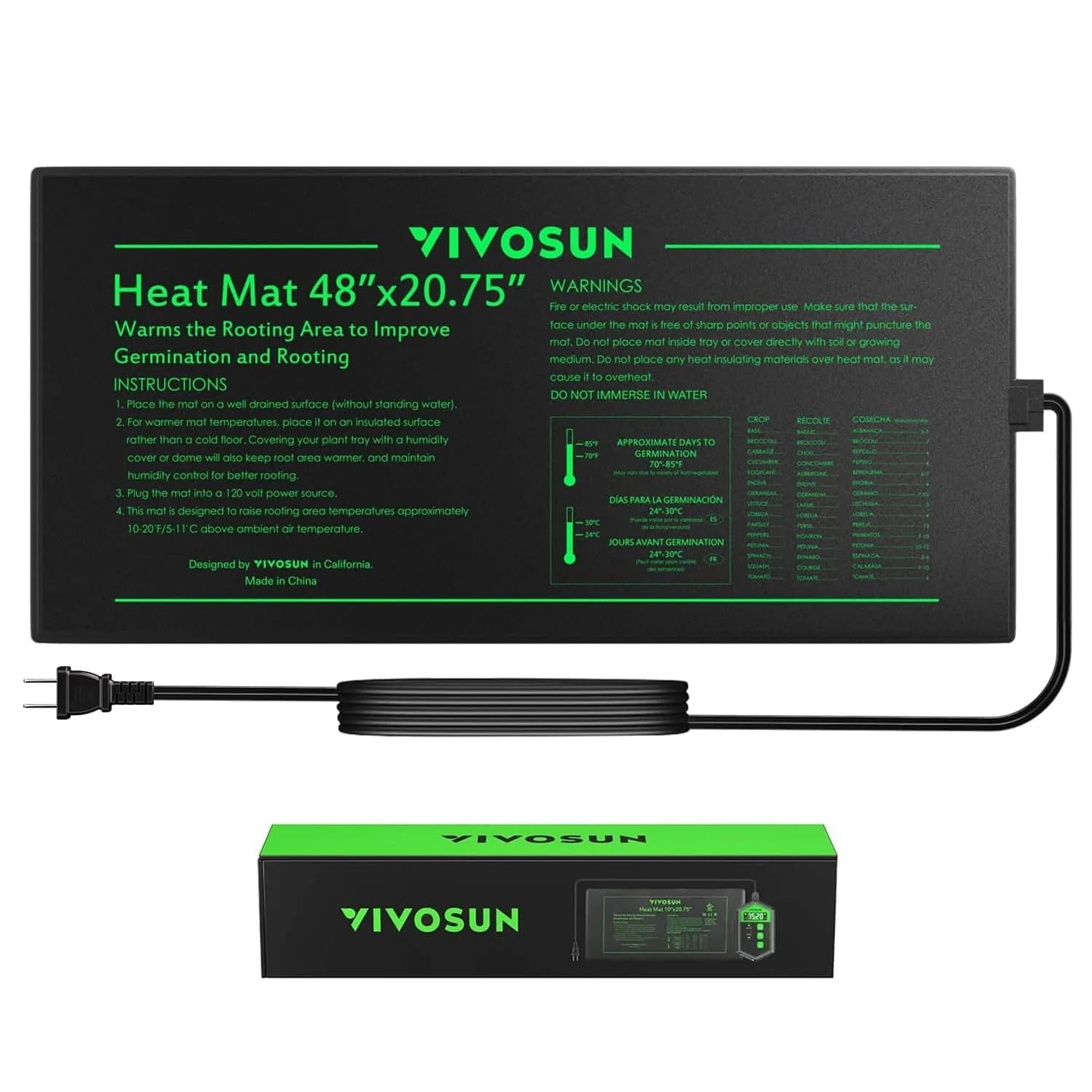 VIVOSUN 48" x 20.75" Waterproof Seedling Heat Mat | Stable & Uniform Heat for Germination - main product image