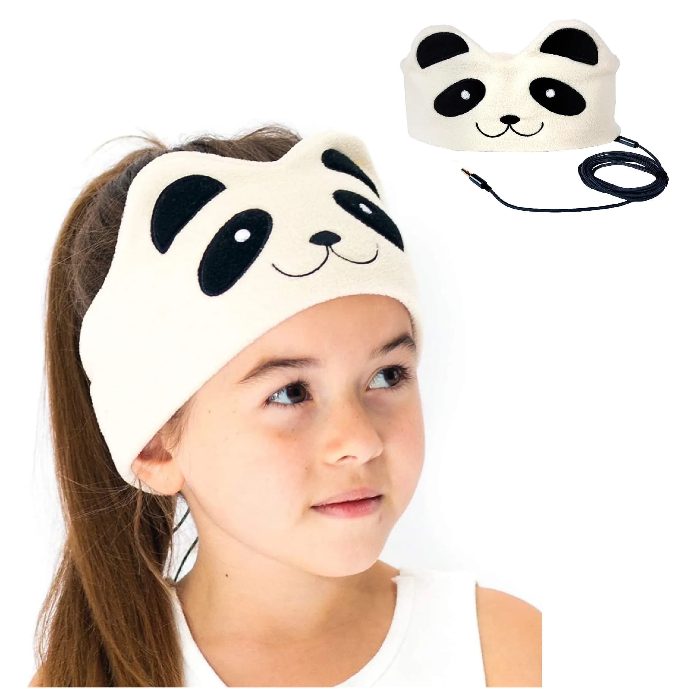 CozyPhones Kids Over The Ear Headphones - Volume Limited, Soft Fleece Headband, Panda