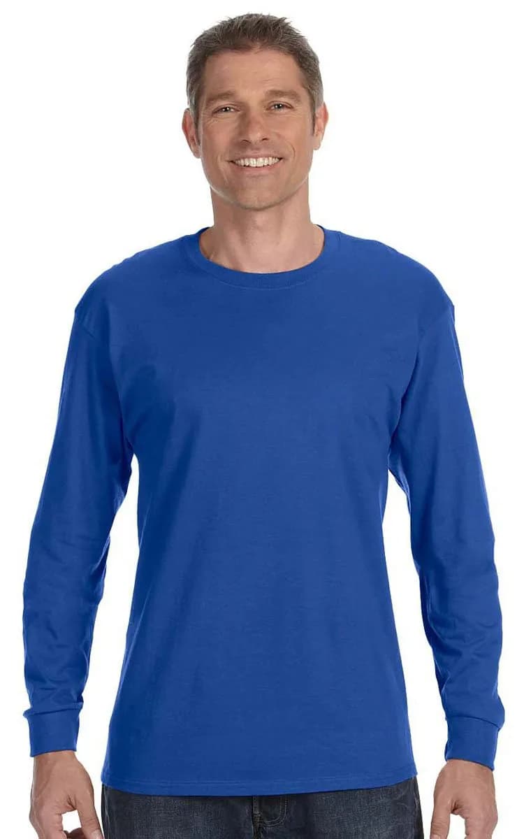 Jerzees Heavyweight Blend 50/50 Long Sleeve T-Shirt (Royal, X-Large) | Durable Cotton-Polyester Blend for Men