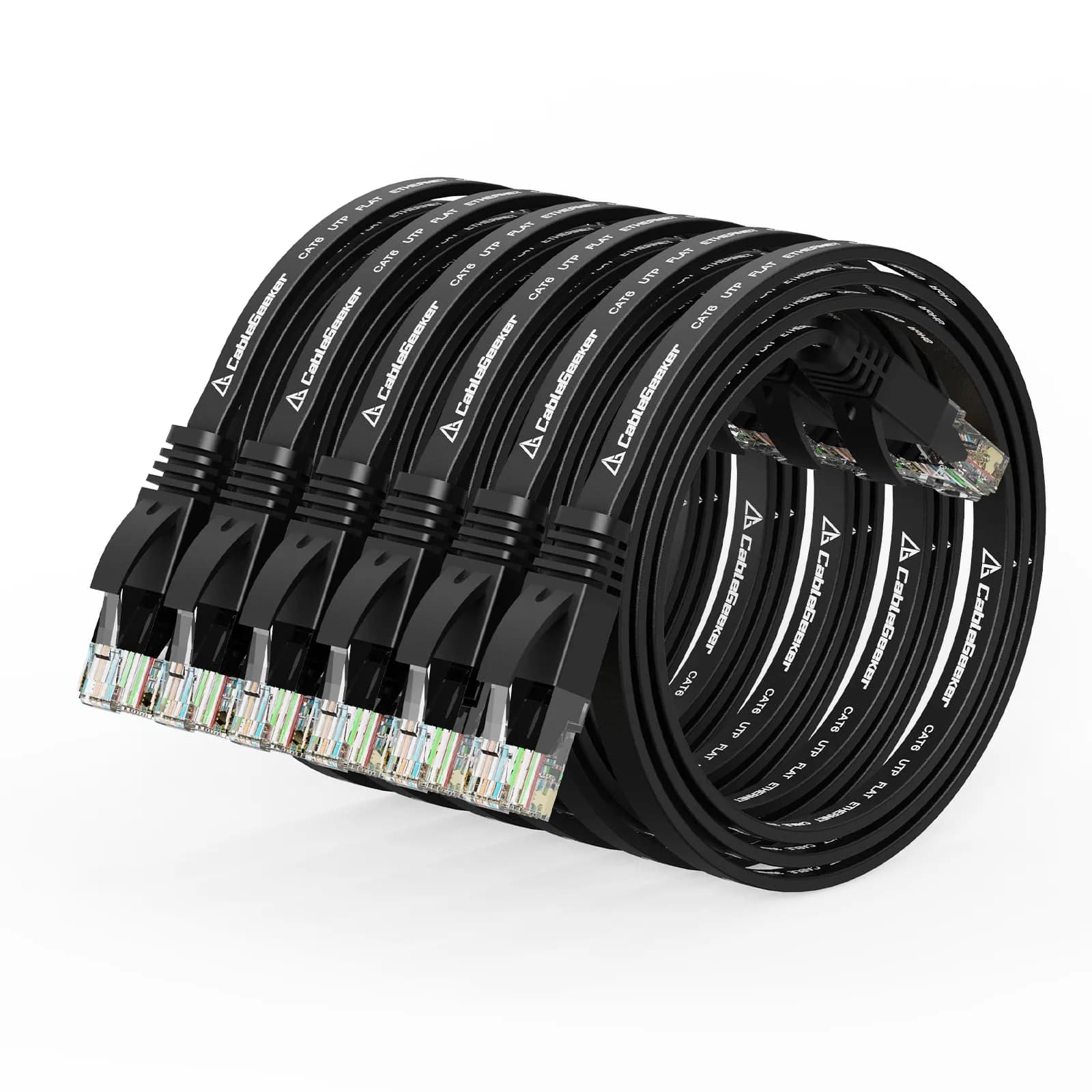 CableGeeker Cat 6 Ethernet Cable 1.5ft (6 Pack) | 10 Gbps Flat Network Cable - main product image