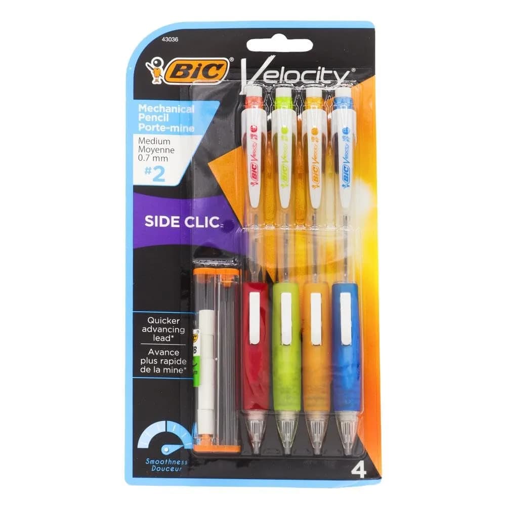 BIC Velocity Side Clic Mechanical Pencils, 0.7mm | Smooth, Dark Writing for School & Office - main product image