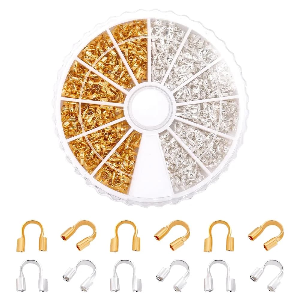 PH PandaHall Jewelry Wire Guardians 540pcs Brass Wire Protectors 4mm x 5mm | Durable, Shiny Finish for Jewelry Making - main product image