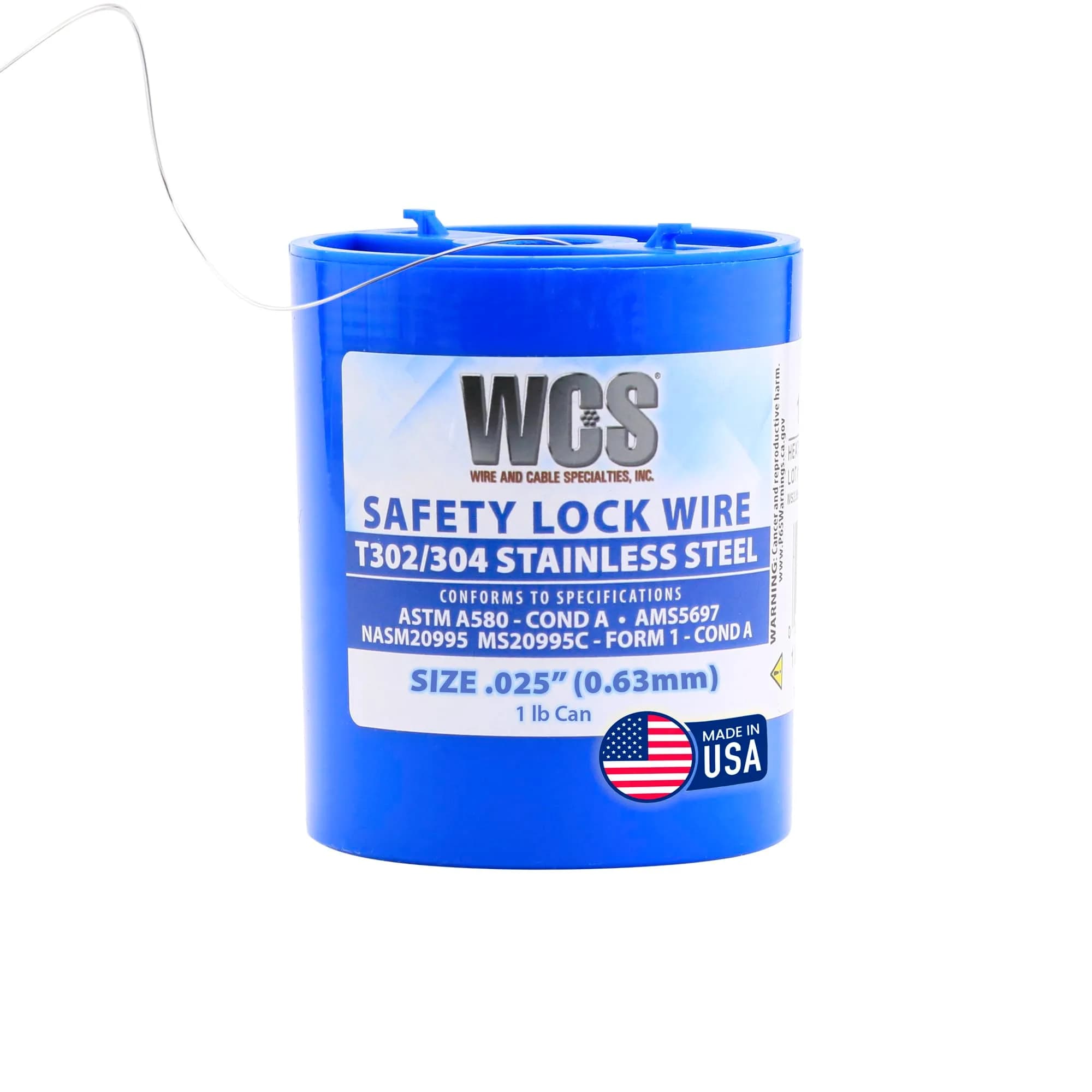 WCS .025 Stainless Steel Safety Lock Wire (0.635 mm / 0.025 in) | NASM20995C Compliant - main product image