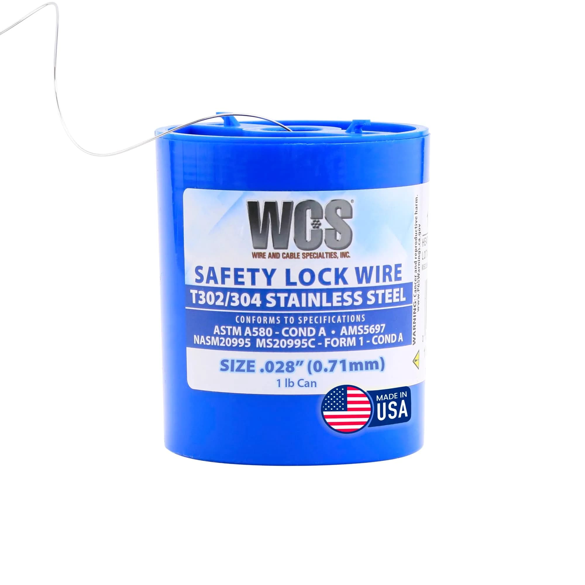 WCS .028 Stainless Steel Safety Lock Wire, T302/304, 0.45 kg (1 lb) | Corrosion-Resistant Mechanics Wire for Aircraft & Industrial Use - main product image