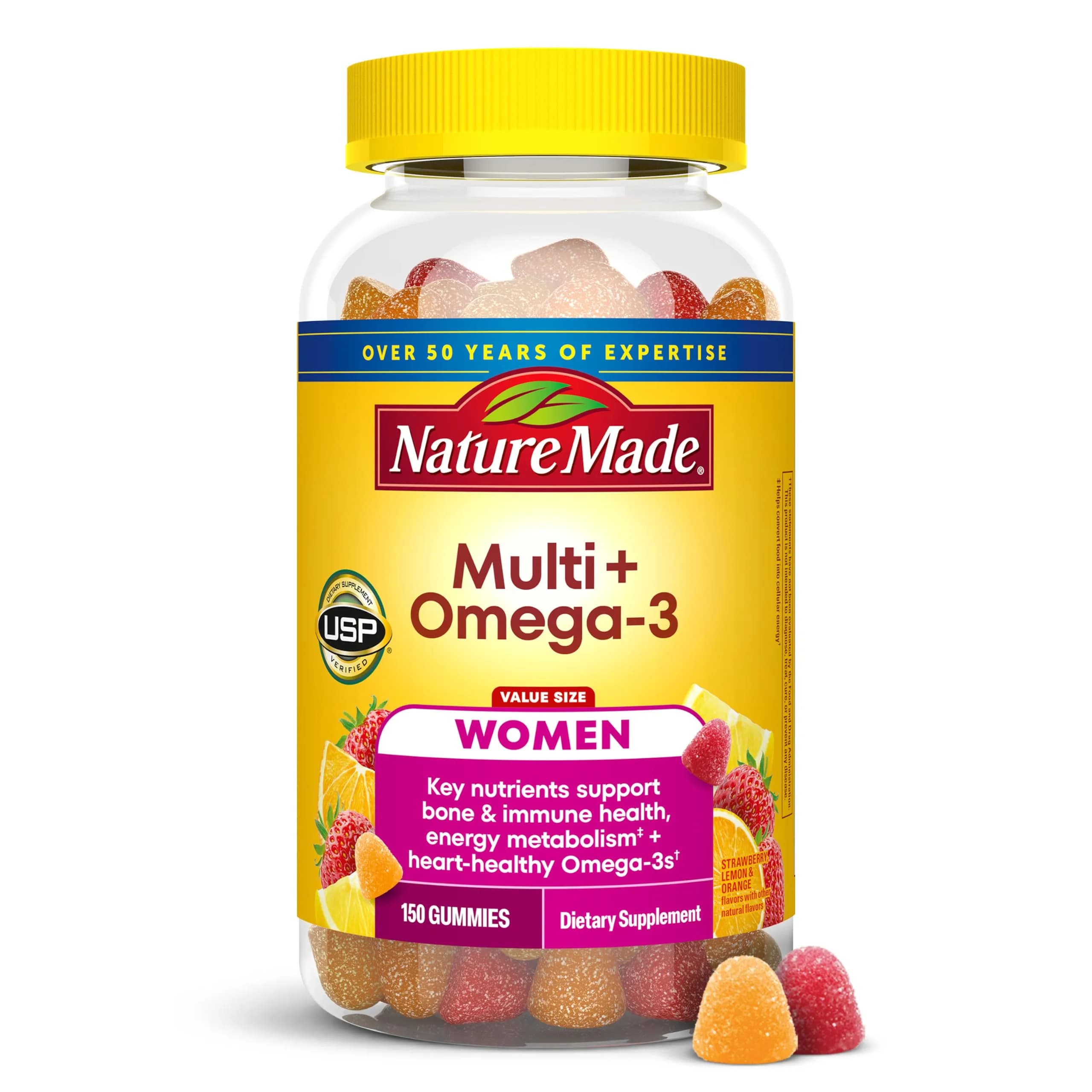 Nature Made Womens Gummy Multivitamins with Omega-3 150 Gummies | Support Bone, Immunity & Energy