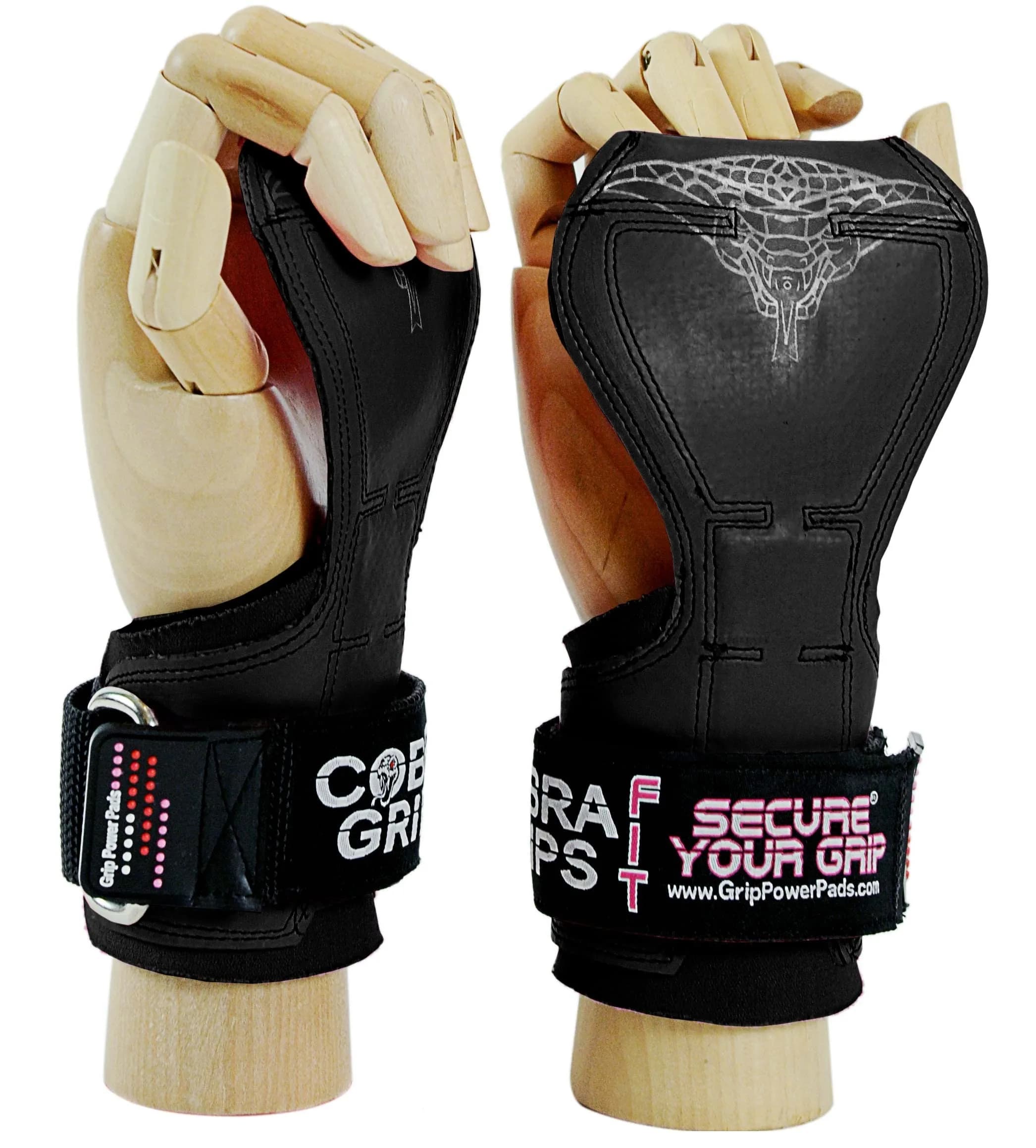 Cobra Grips Weight Lifting Gloves with Built-in Wrist Wraps (FIT Black Rubber, 4.25-7.0" Wrist) | All-in-One Grip Pad, Strap & Hook Alternative - main product image
