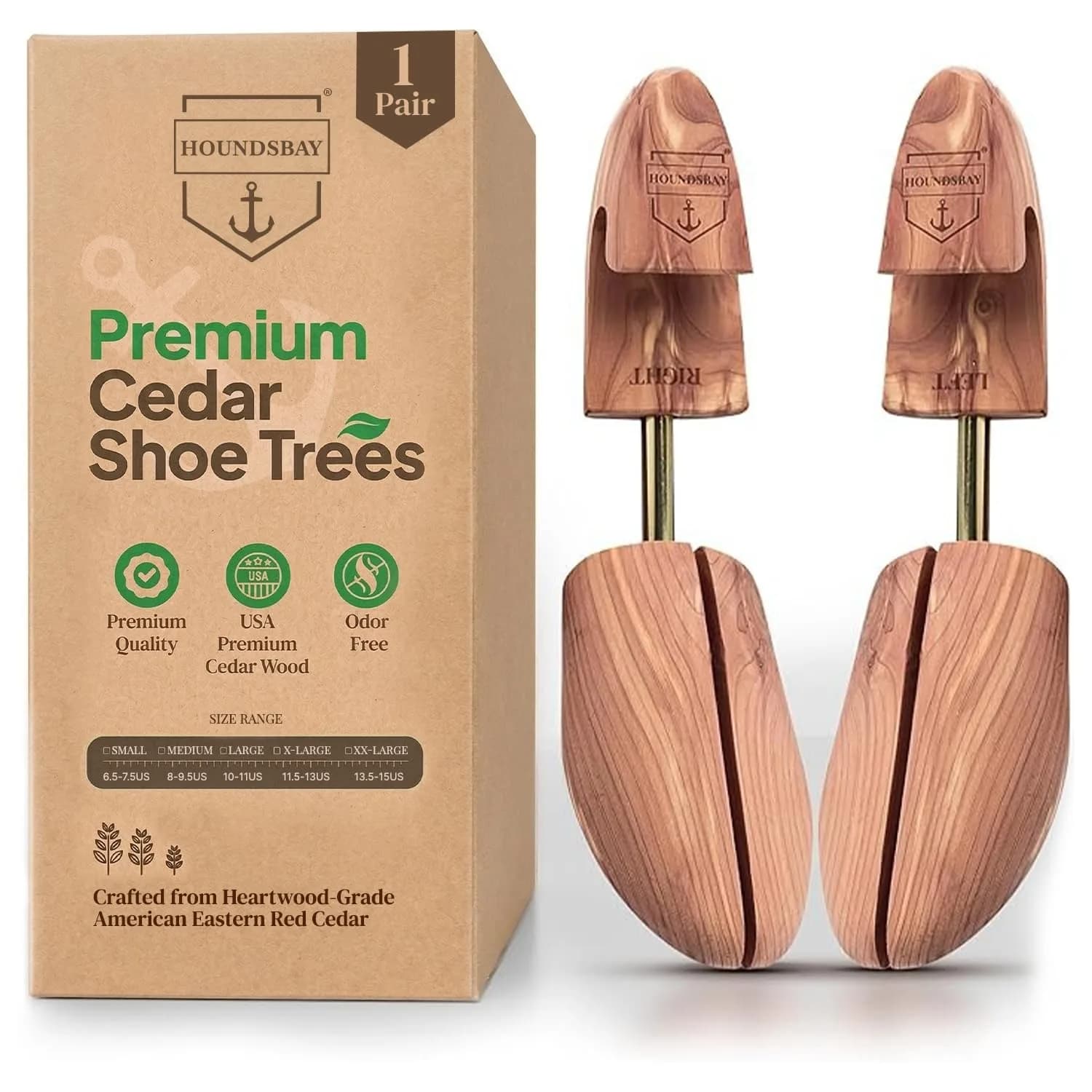 HOUNDSBAY Cedar Shoe Tree, Shoe Trees for Men & Women, Shaper & Stretcher | Aromatic Red Cedar