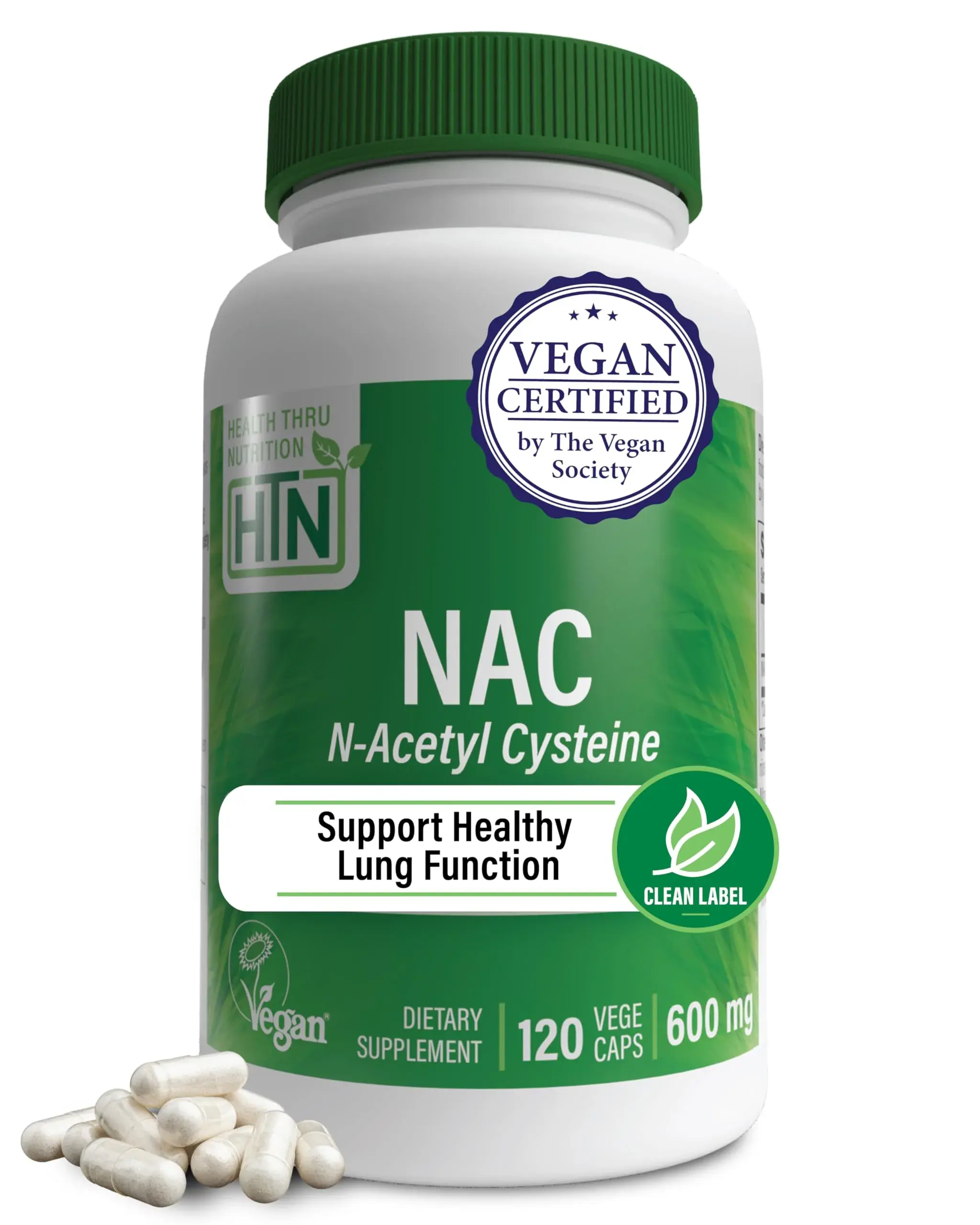 Health Thru Nutrition N-Acetyl-Cysteine 600mg | Vegan Supplement for Immunity & Liver Support