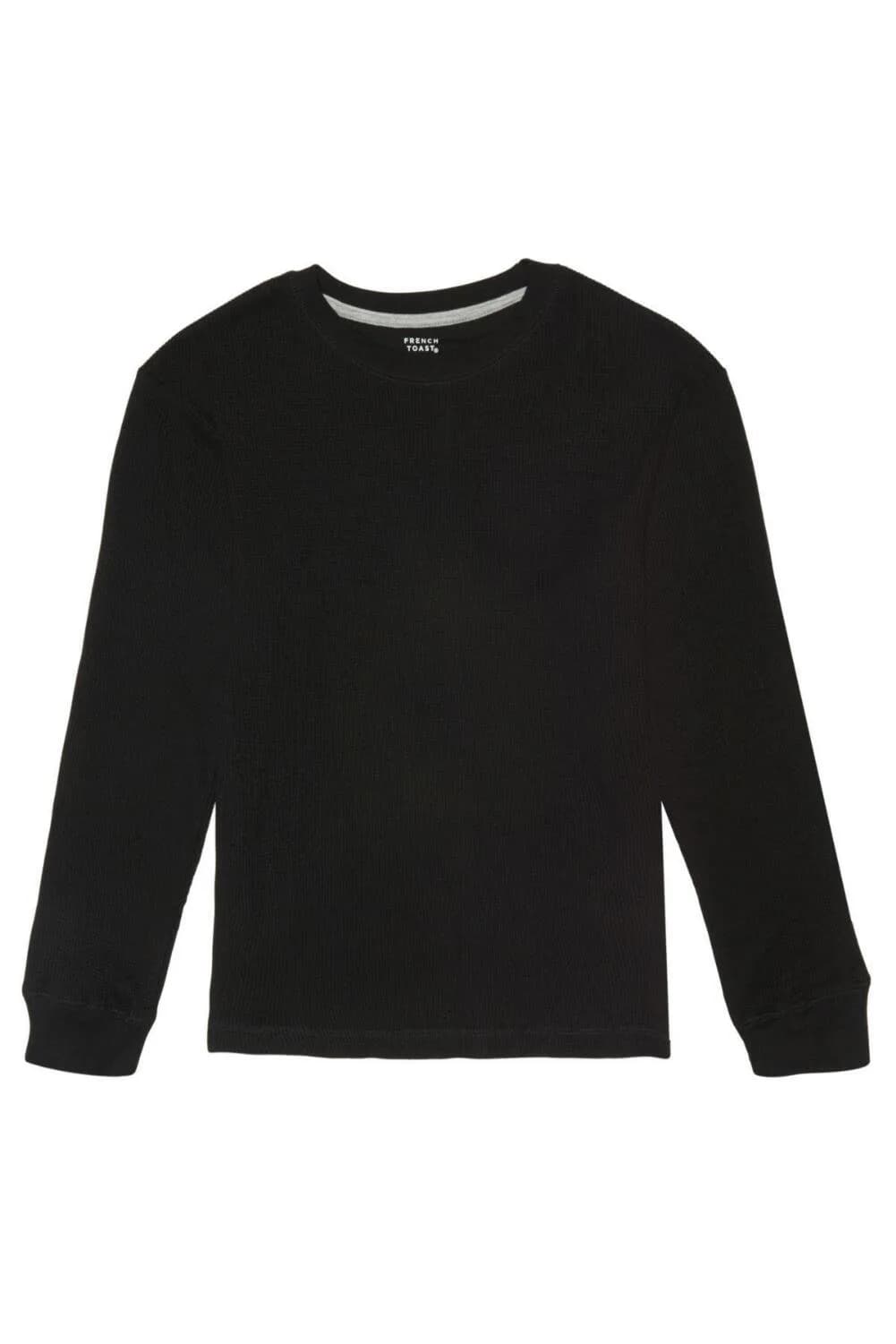 French Toast Boys Long Sleeve Thermal Waffle Tee T-Shirt Black 8 | Cozy, Breathable Cotton - main product image