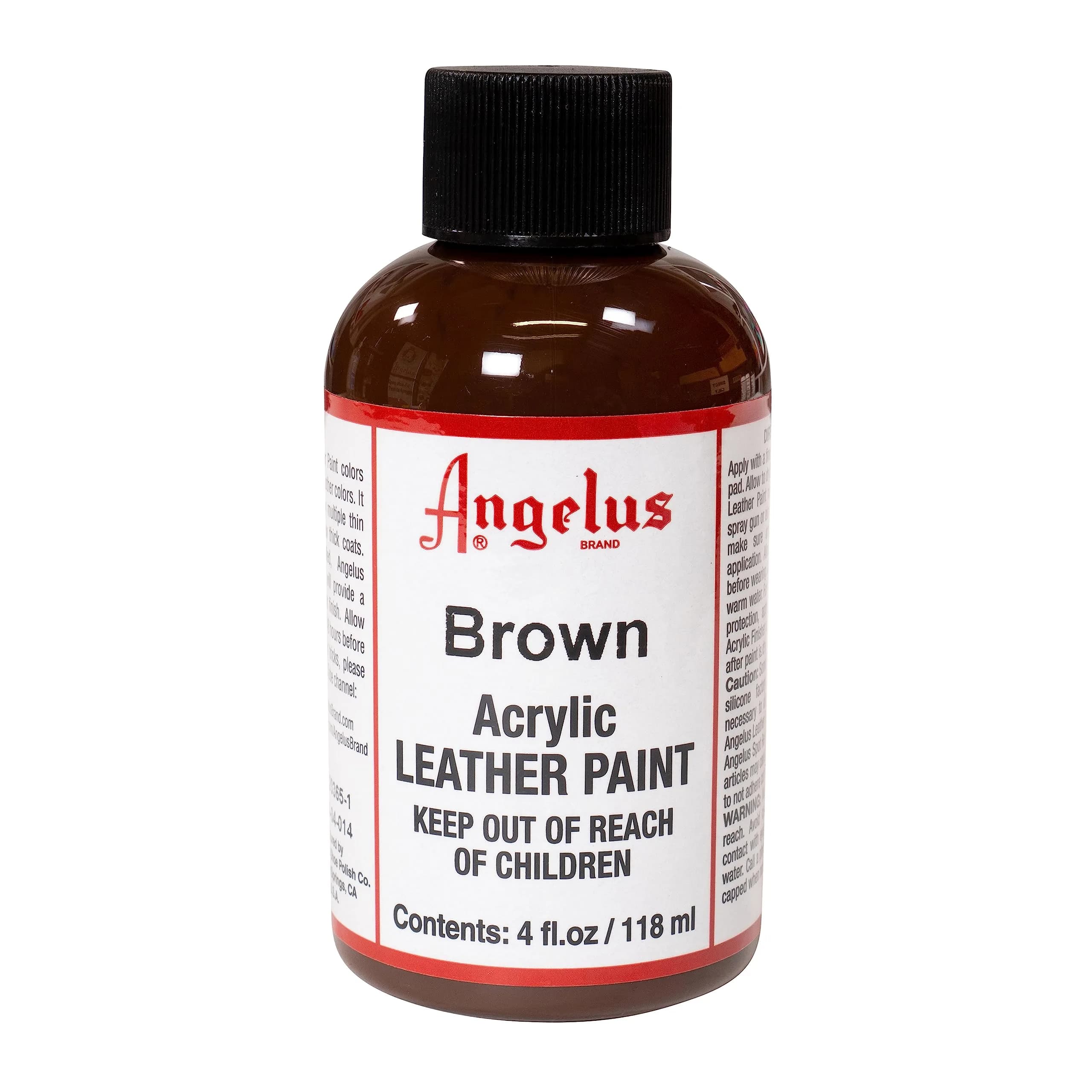 Angelus Acrylic Leather Paint Brown 4 fl oz (118 ml) | Non-Toxic & Water-Based - main product image