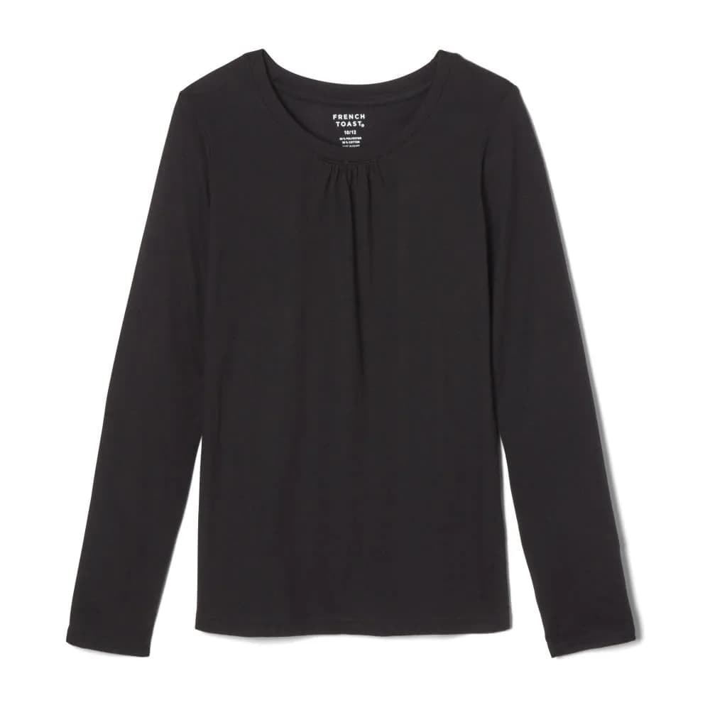 French Toast Girls' Long Sleeve Crewneck Tee Shirt, Black, 5 | Classic casual style for Little Girls - main product image