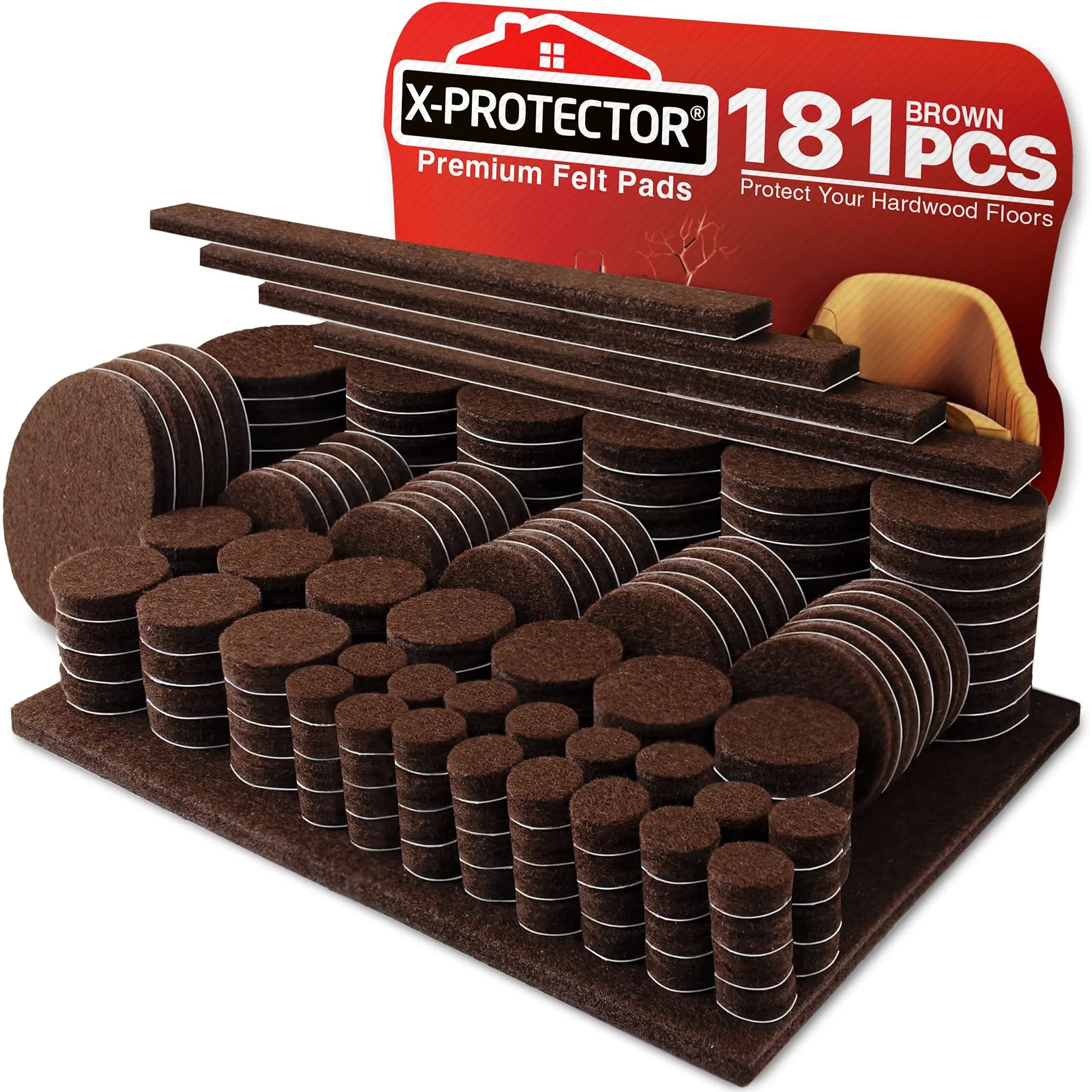 X-Protector 181 PCS Premium Felt Furniture Pads | Heavy Duty Furniture Sliders for Hardwood & Laminate Floors