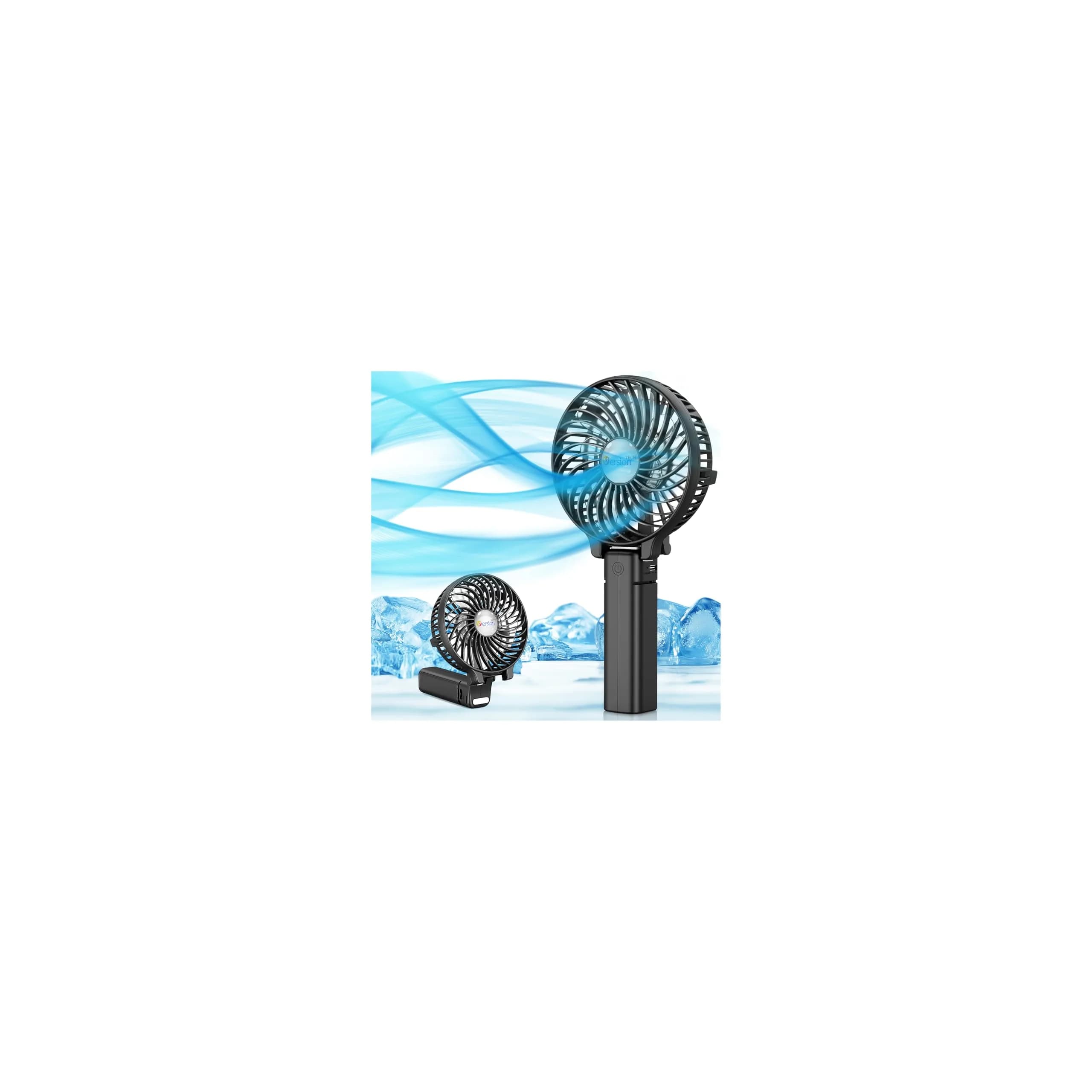 VersionTECH. Portable Handheld Fan White | 3600 RPM USB Rechargeable Mini Table Fan with 4000mAh Battery