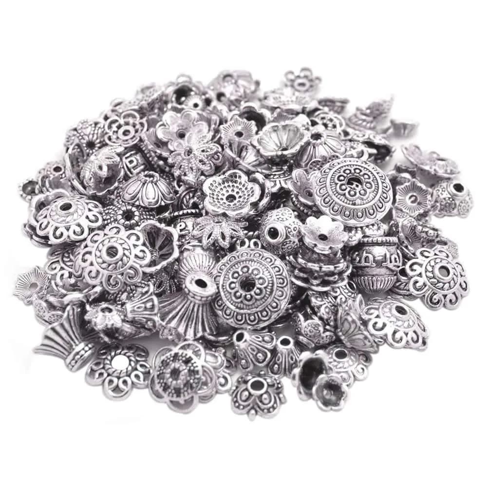 BronaGrand Bali Style Jewelry Bead Caps 6-15mm | Exotic Silver Mix for Jewelry Making - main product image