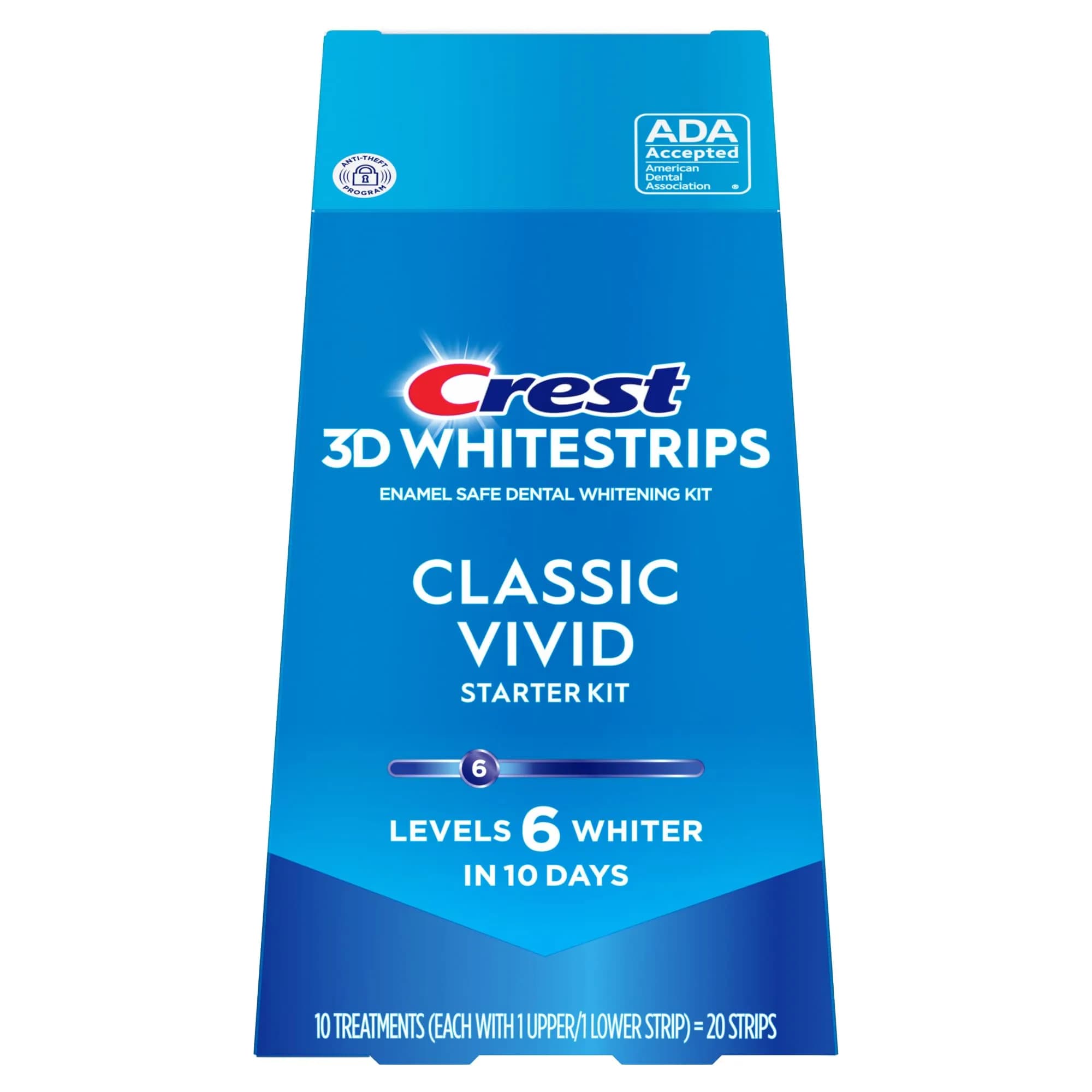 Crest Classic Vivid Teeth Whitening Strips Kit 20 Strips (10 Count Pack) | 6 Levels Whiter in 10 Days - main product image