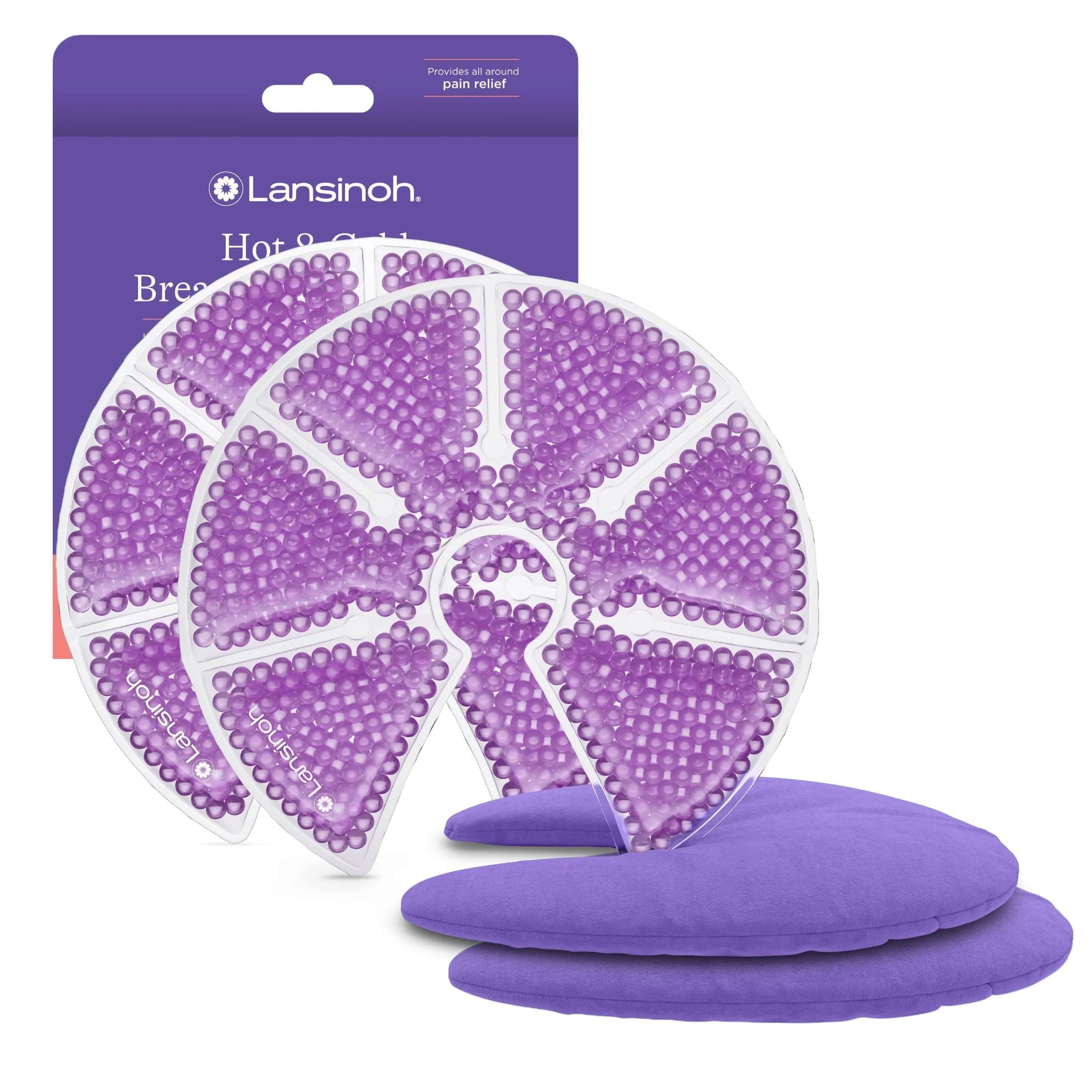 Lansinoh Breast Therapy Packs with Soft Covers, 2 Count (Pack of 1) | Hot & Cold Relief for Engorgement, Clogged Ducts, Mastitis - main product image